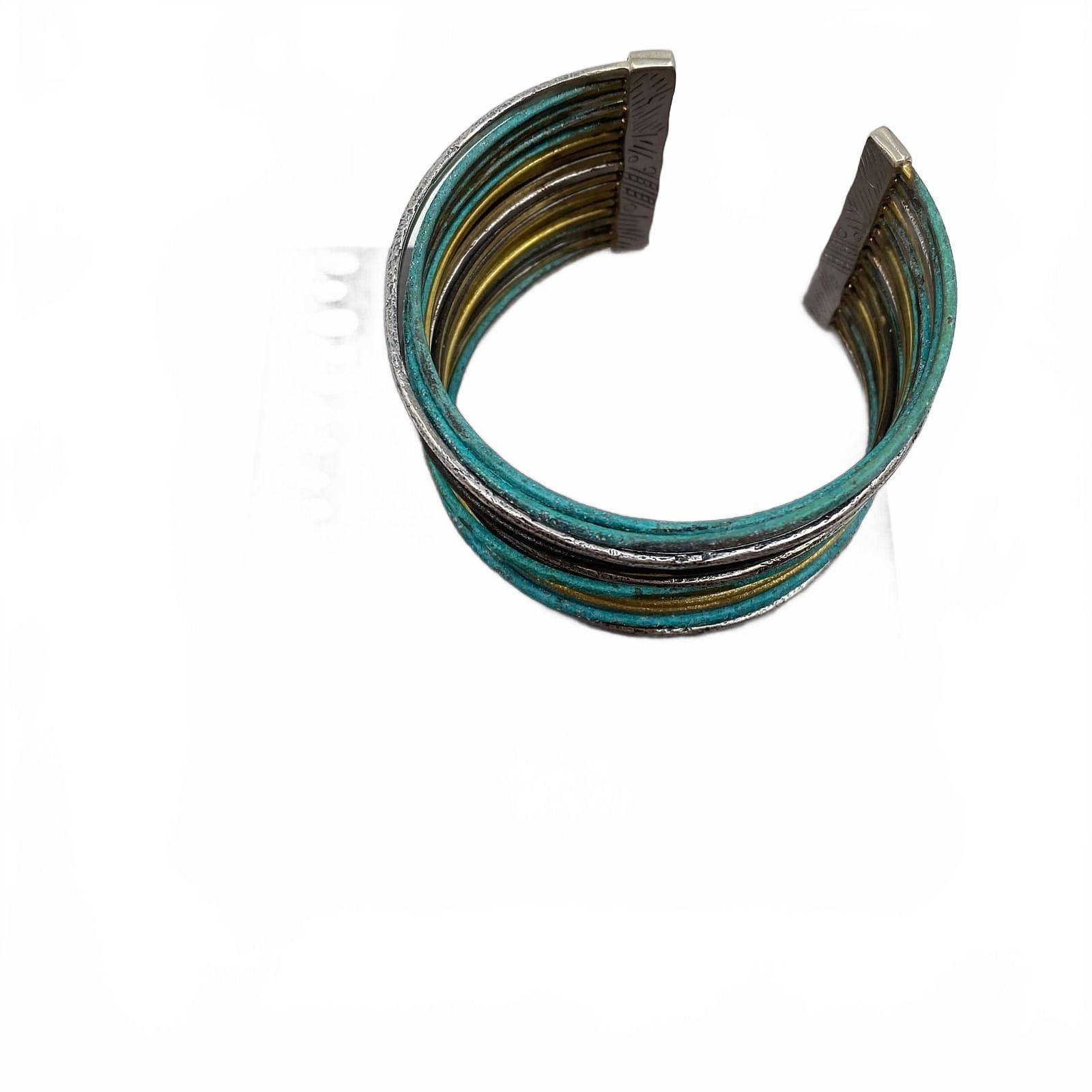 Silpada Blue Silver Gold Patina Fresco Layered Cuff Bracelet