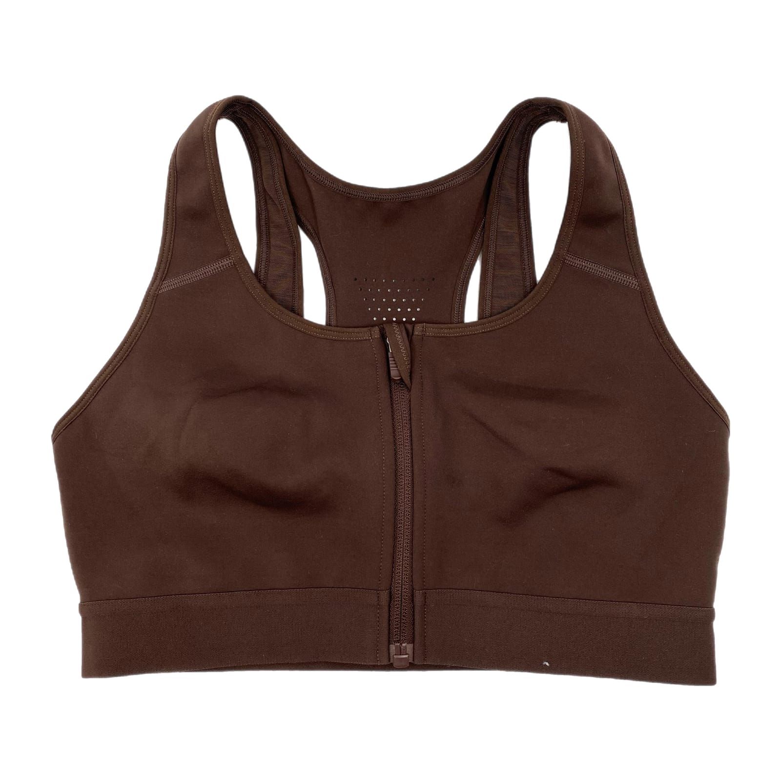 Fabletics Brown Front Zip High Impact Sports Bra