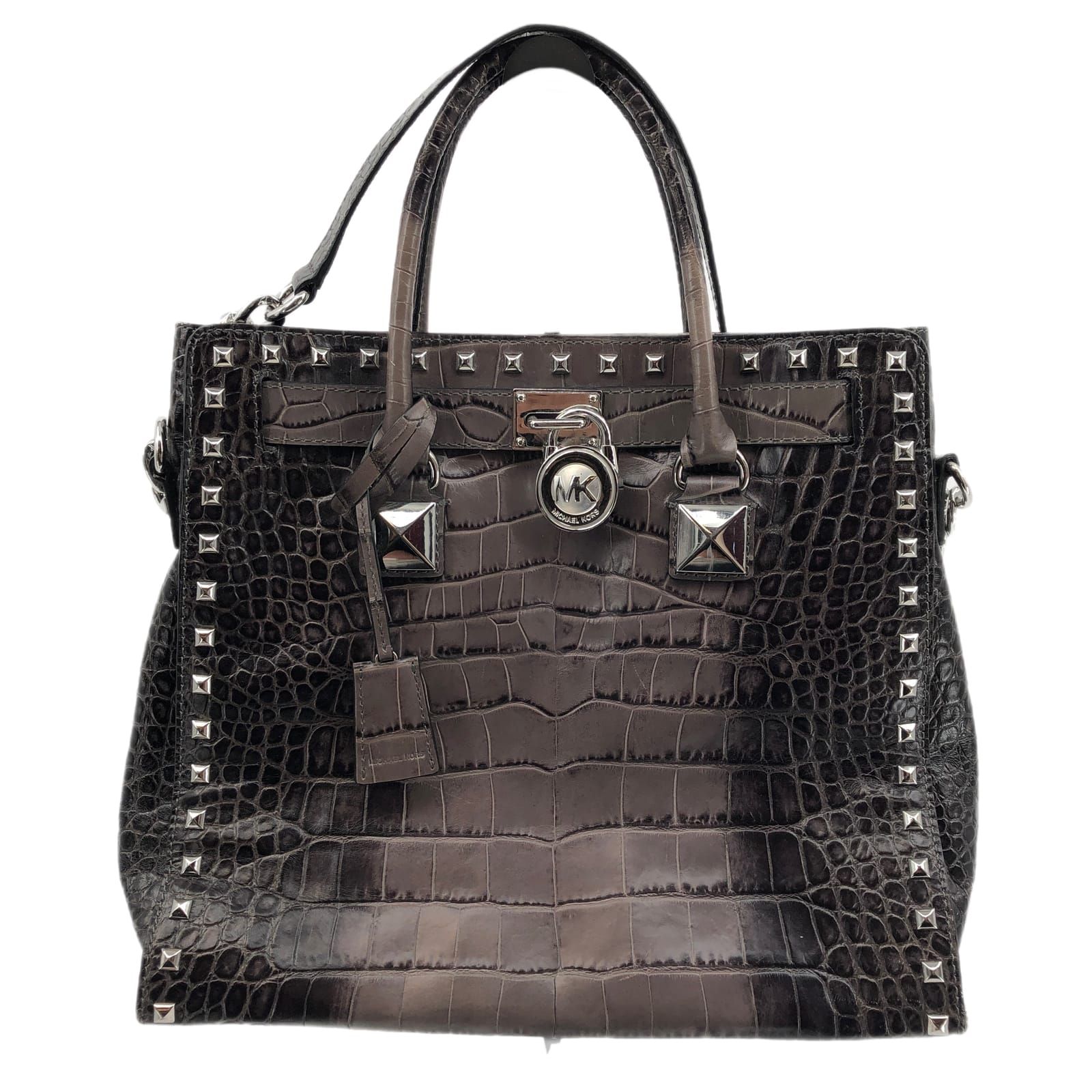 Michael Kors Gray Animal Print Leather Shoulder Bag