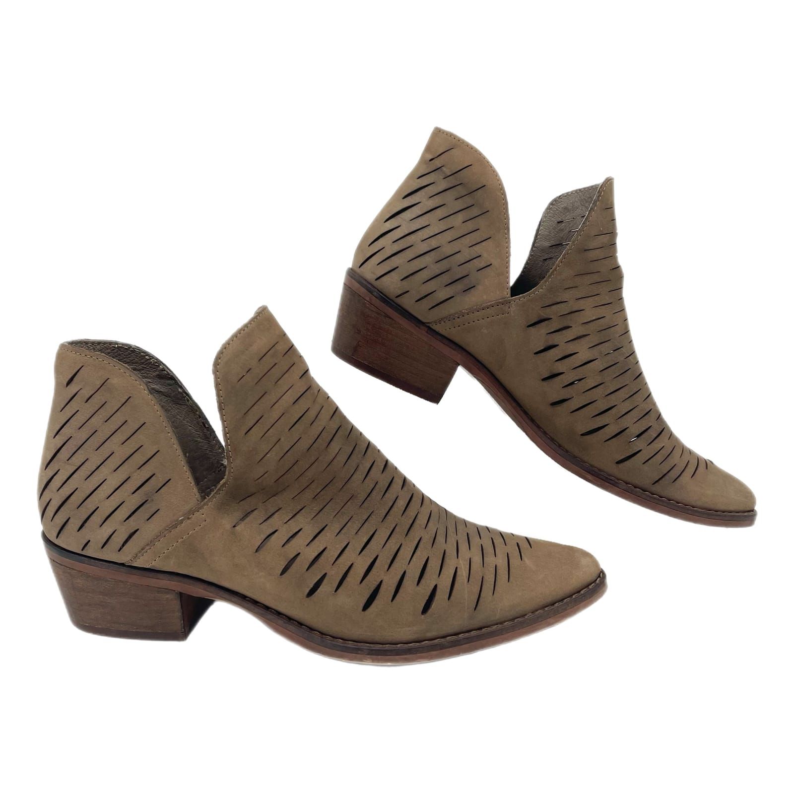 Steve Madden Brown Leather Arowe Cut Out Boots