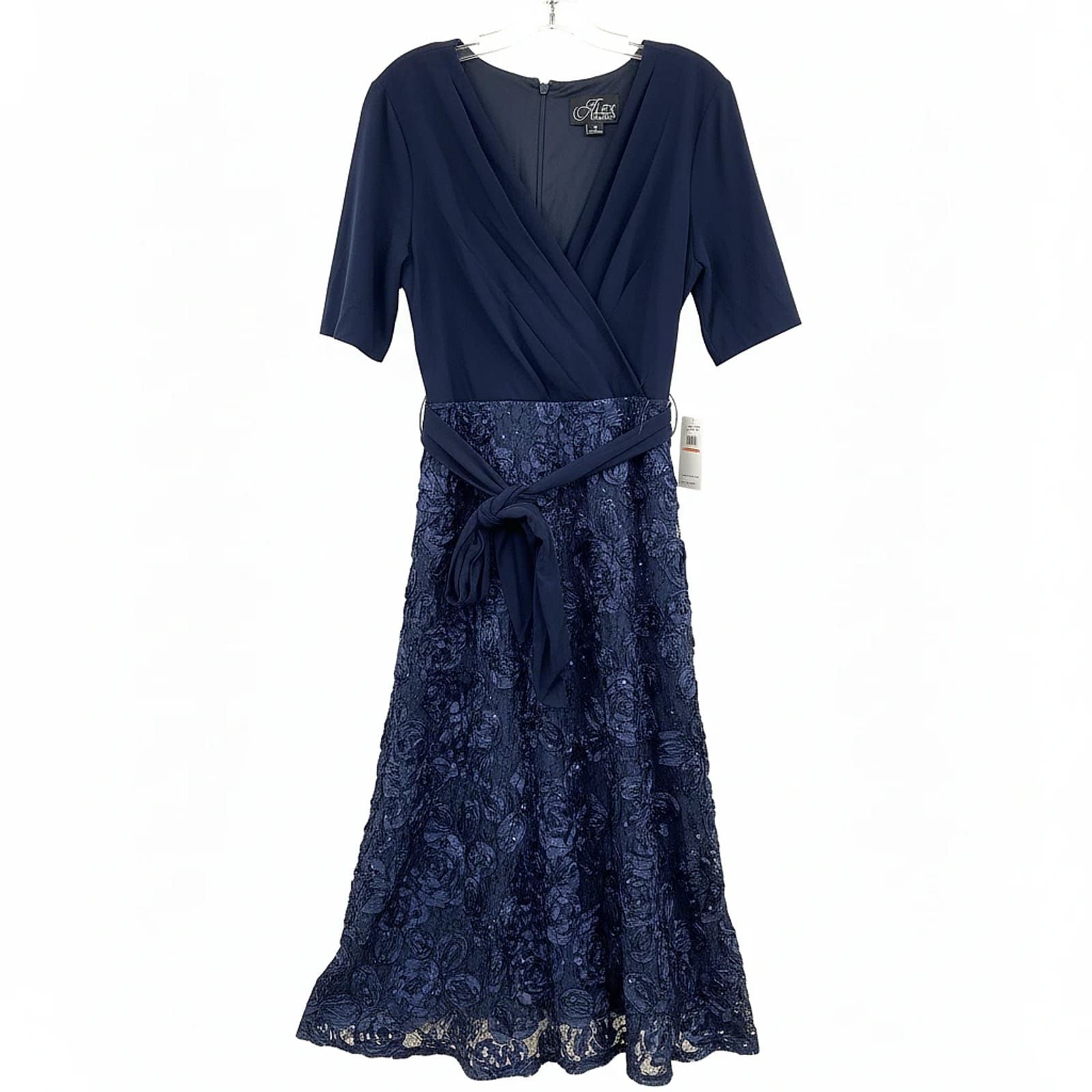 Alex Evenings Blue Sequin Midi Dress