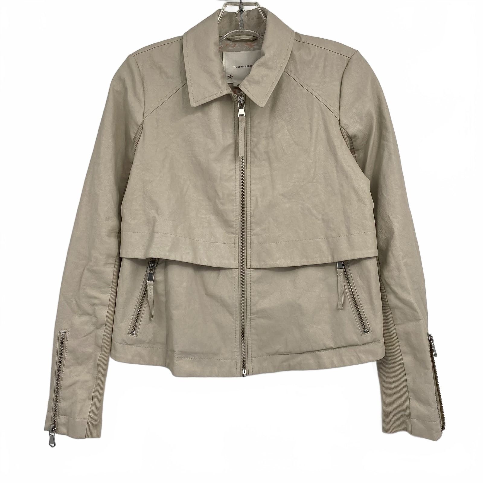 Anthropologie Beige Faux Leather Jacket
