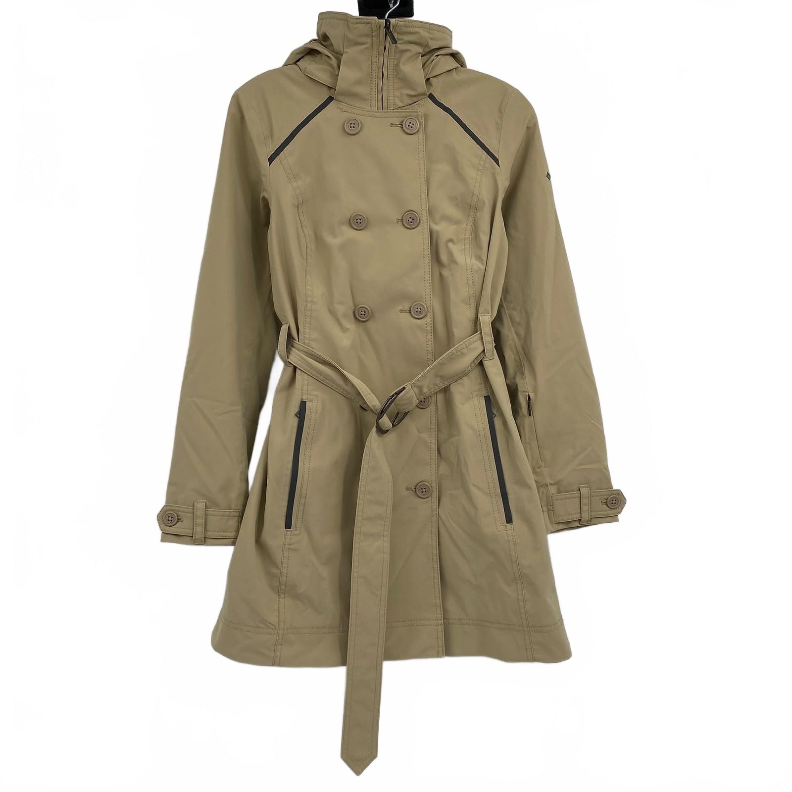 Columbia Tan Hooded Trench Coat