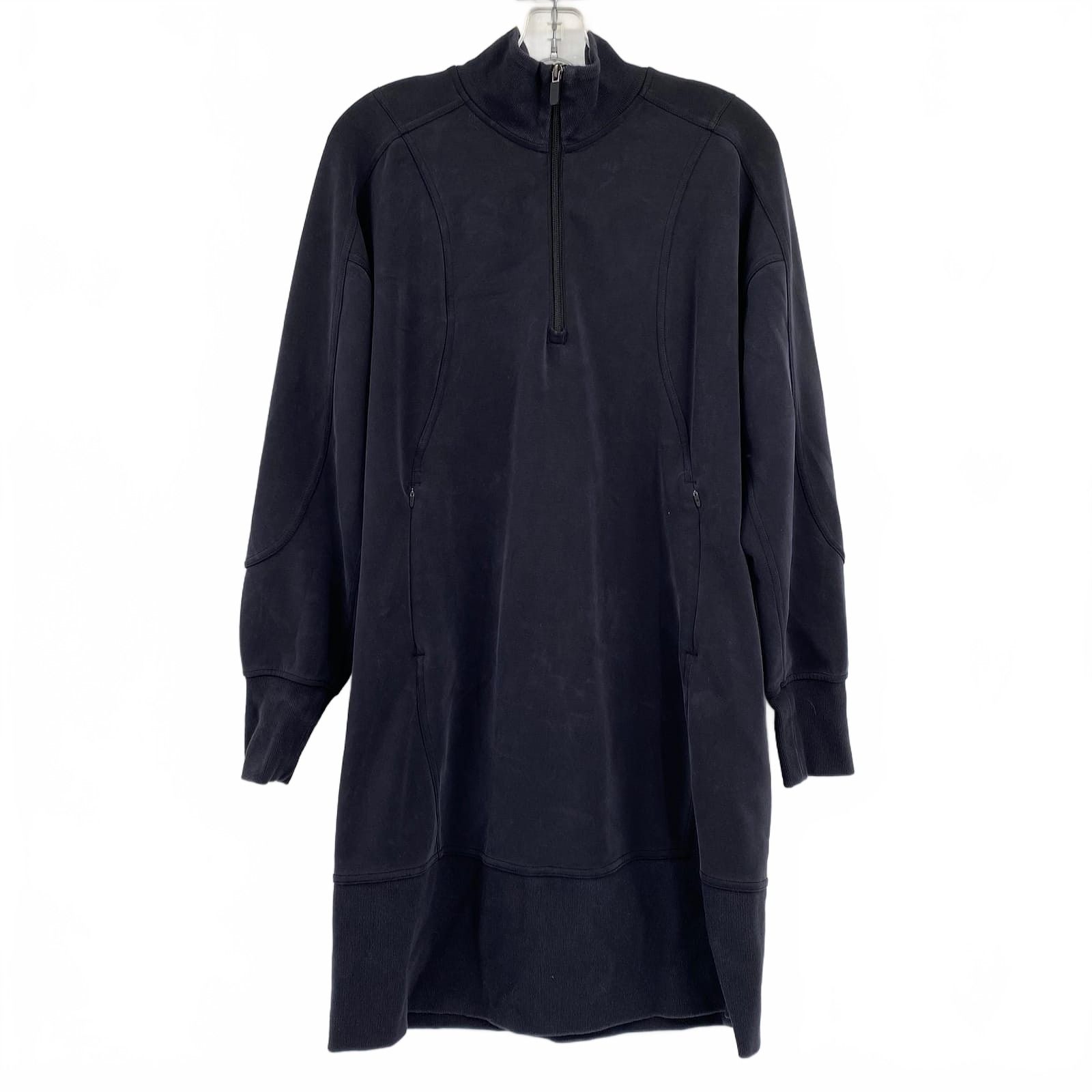 lululemon athletica Black Softstreme 1/4 Zip Sweatshirt Mini Dress