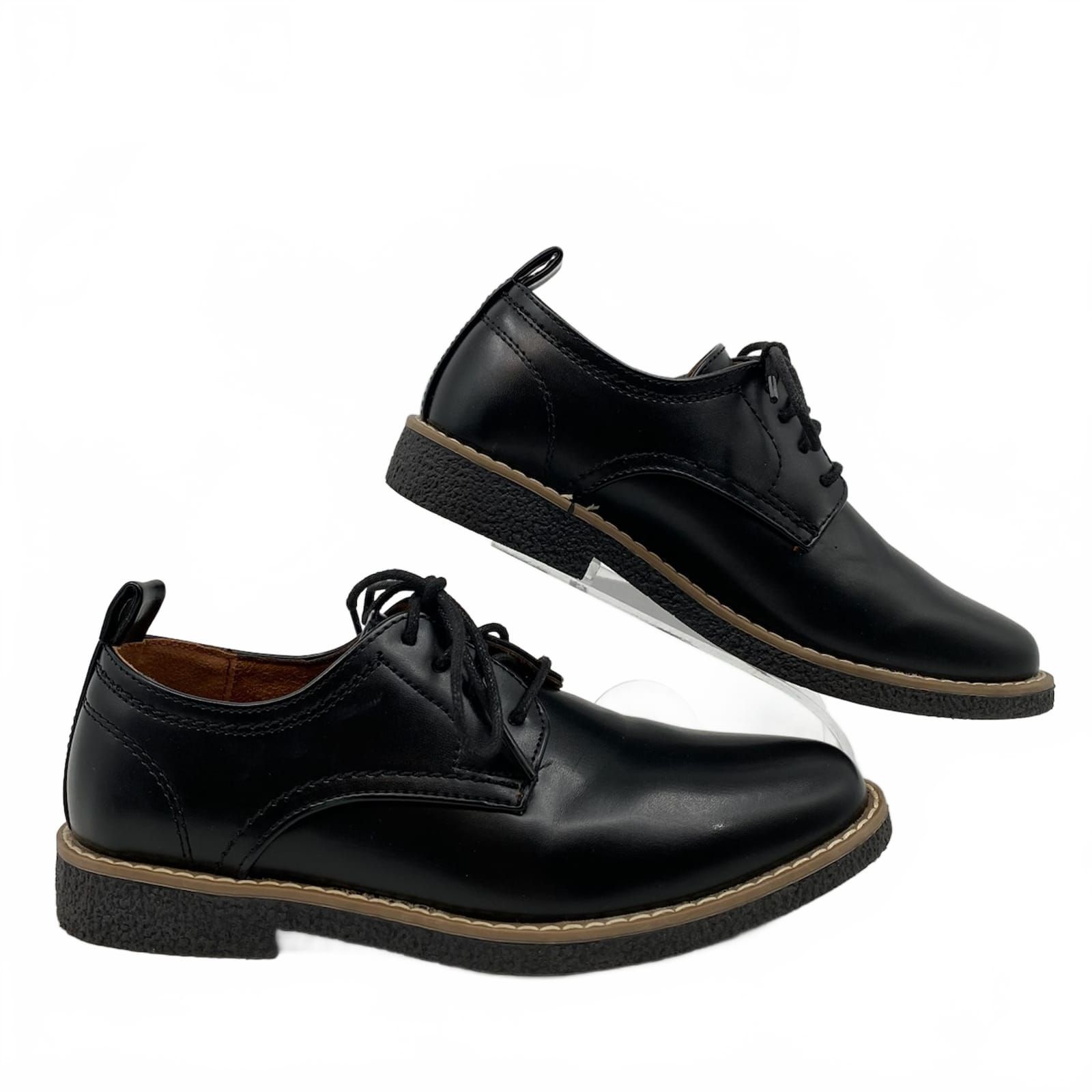 Deer Stag Black Faux Leather Lace-Up Dress Shoes
