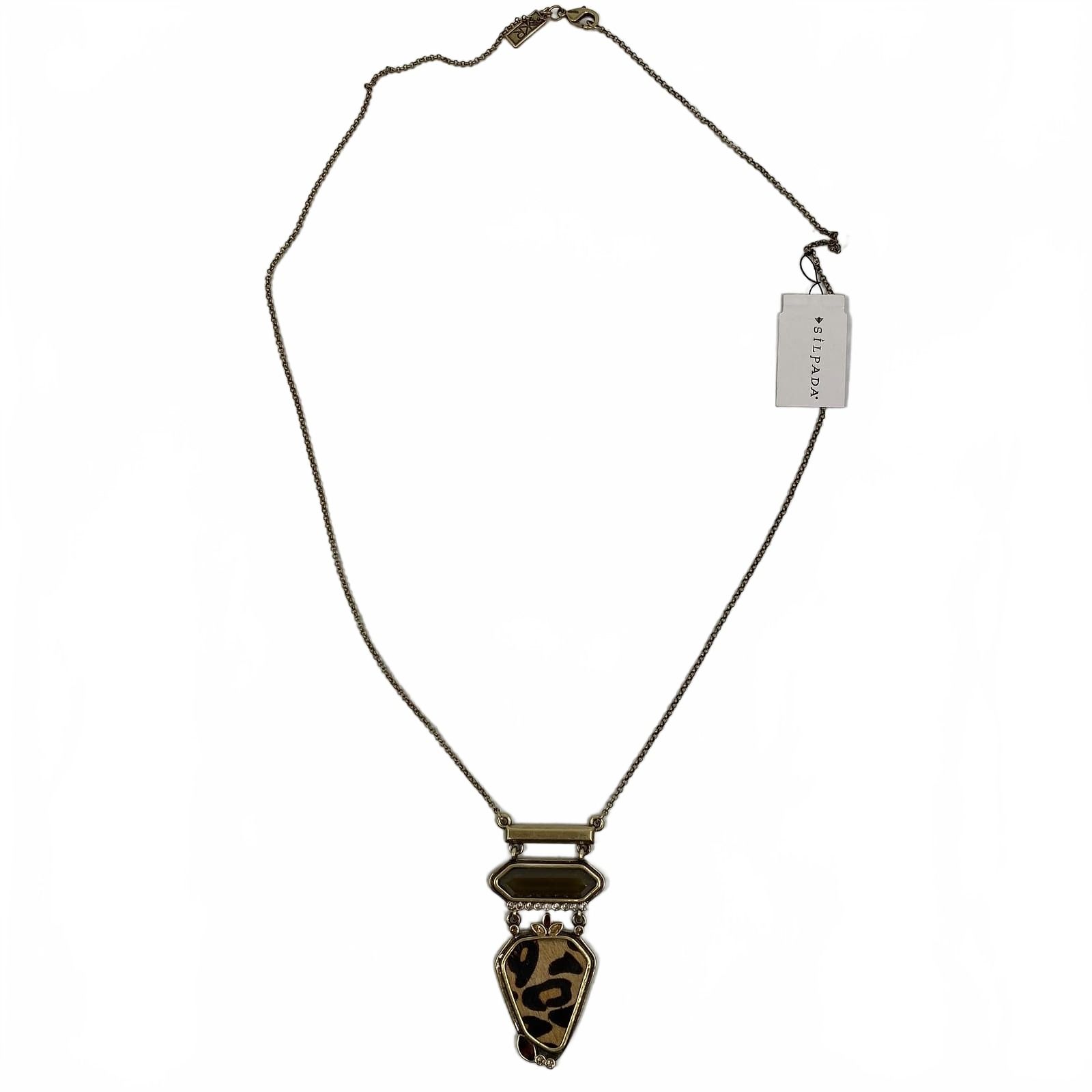 Silpada Gold Brown Leopard Print Statement Necklace