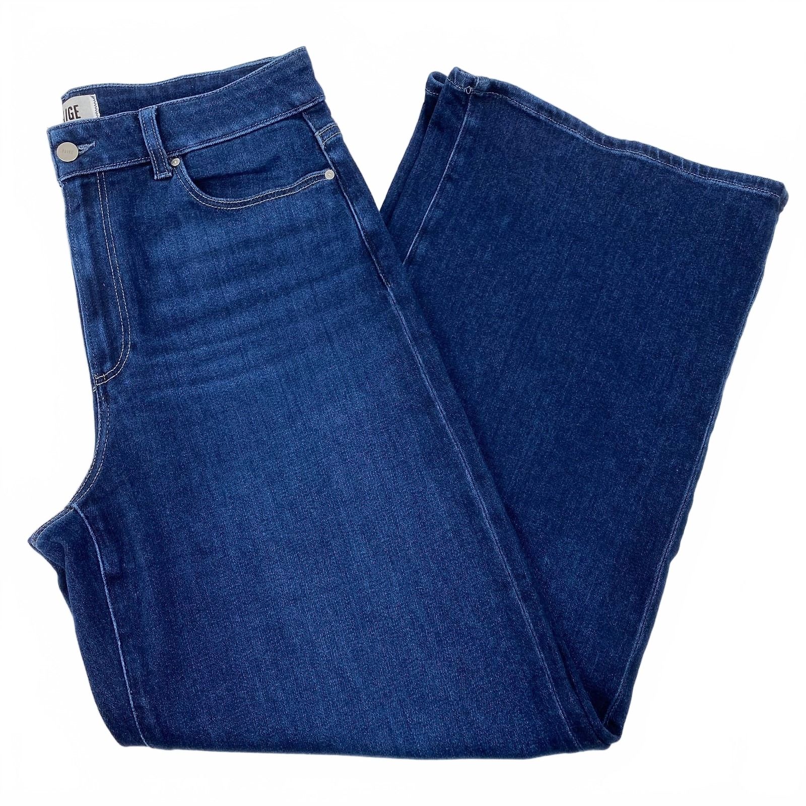 Paige Dark Wash Anessa Wide-Leg Jeans