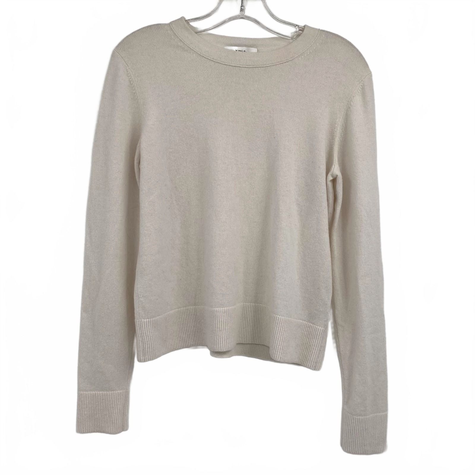 Vince White Cashmere Pullover Sweater