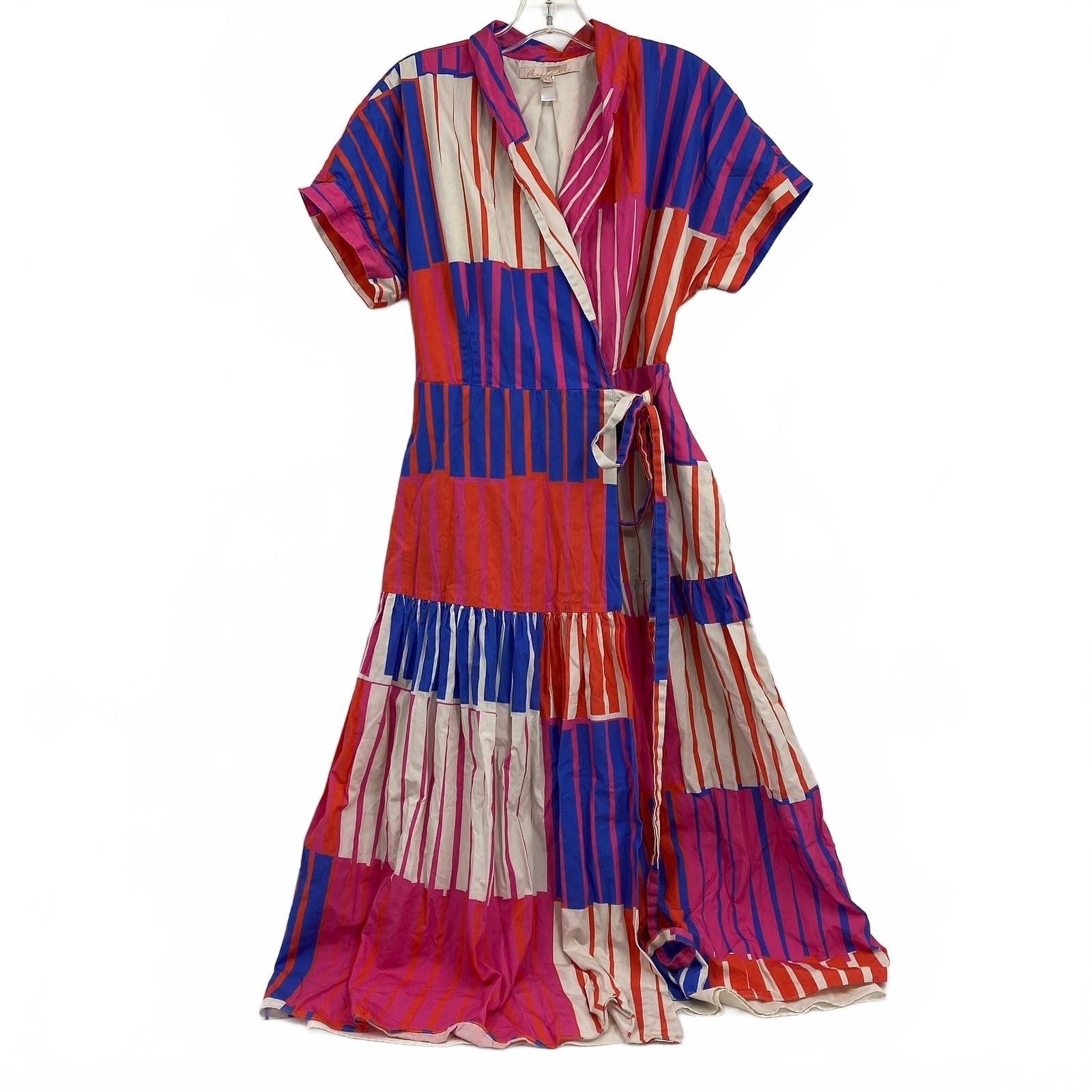 Hutch Pink Blue Johnnie Wrap Midi Dress
