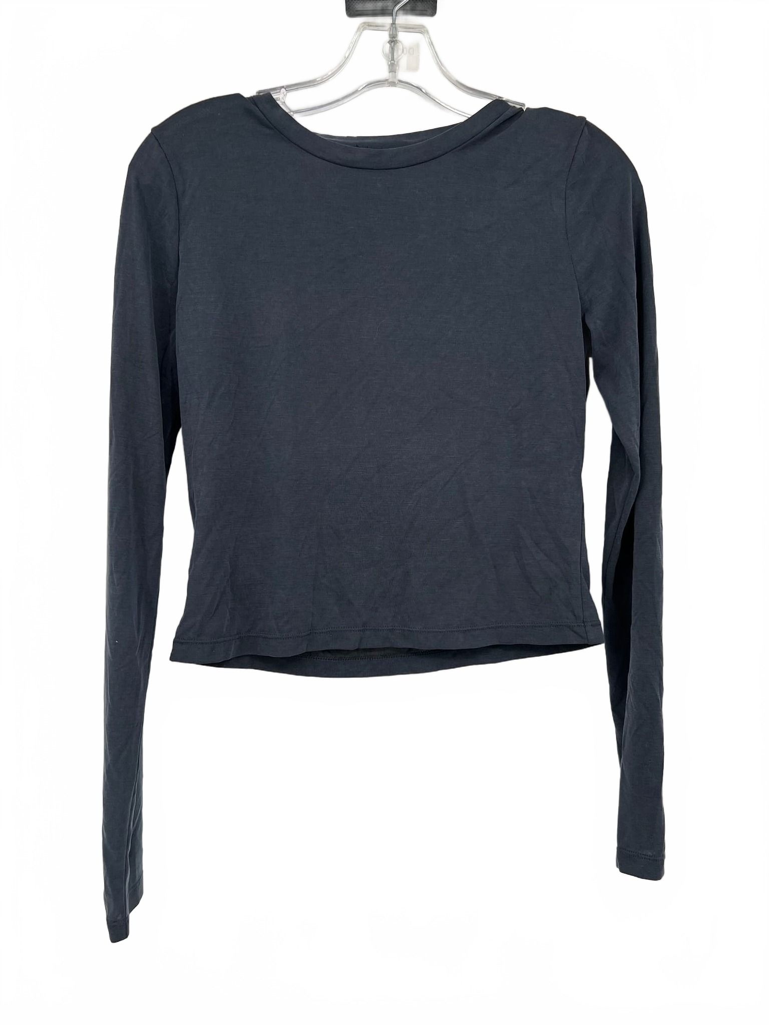 Alice + Olivia Gray Long Sleeve Crop Top