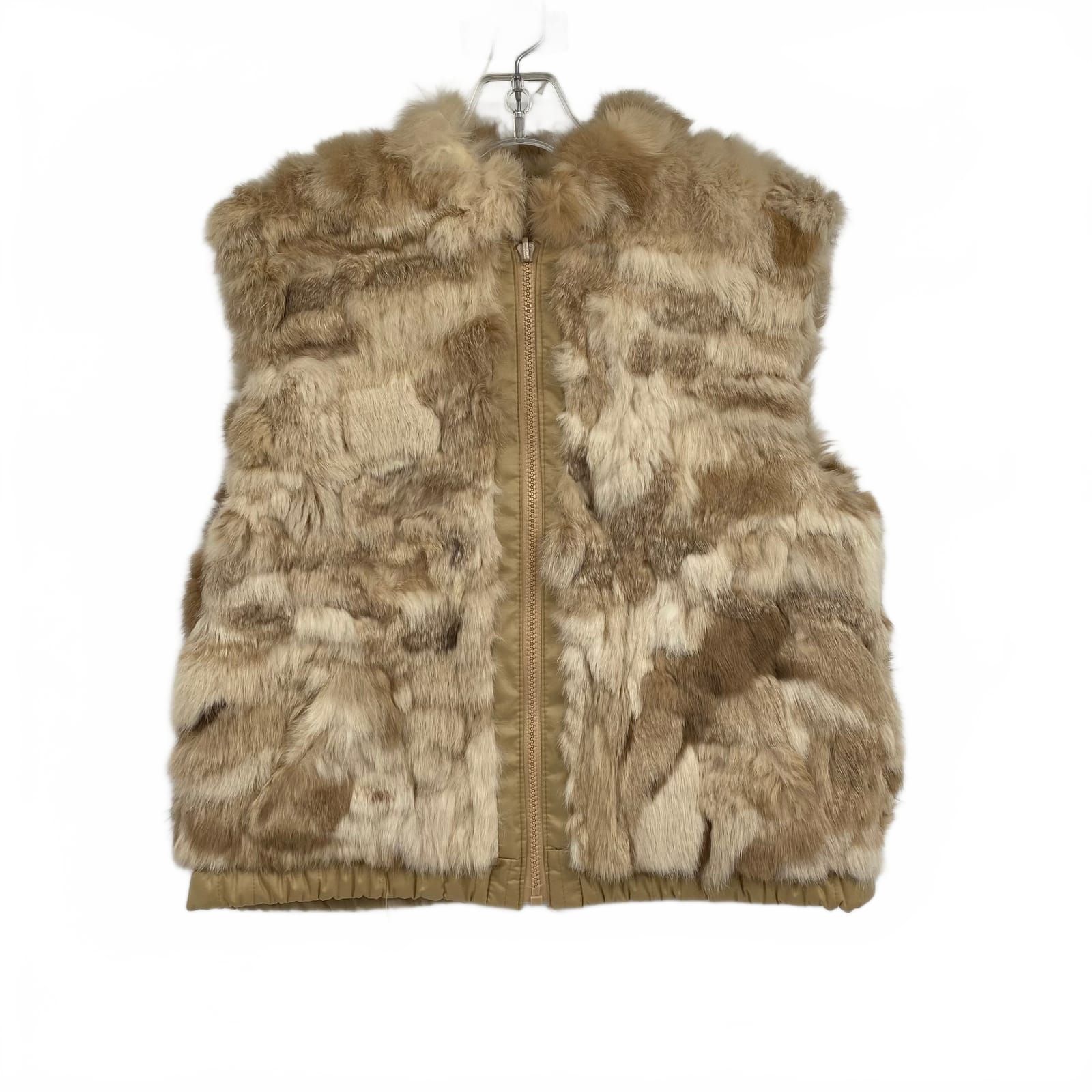 Vintage Beige Rabbit Fur Reversible Vest