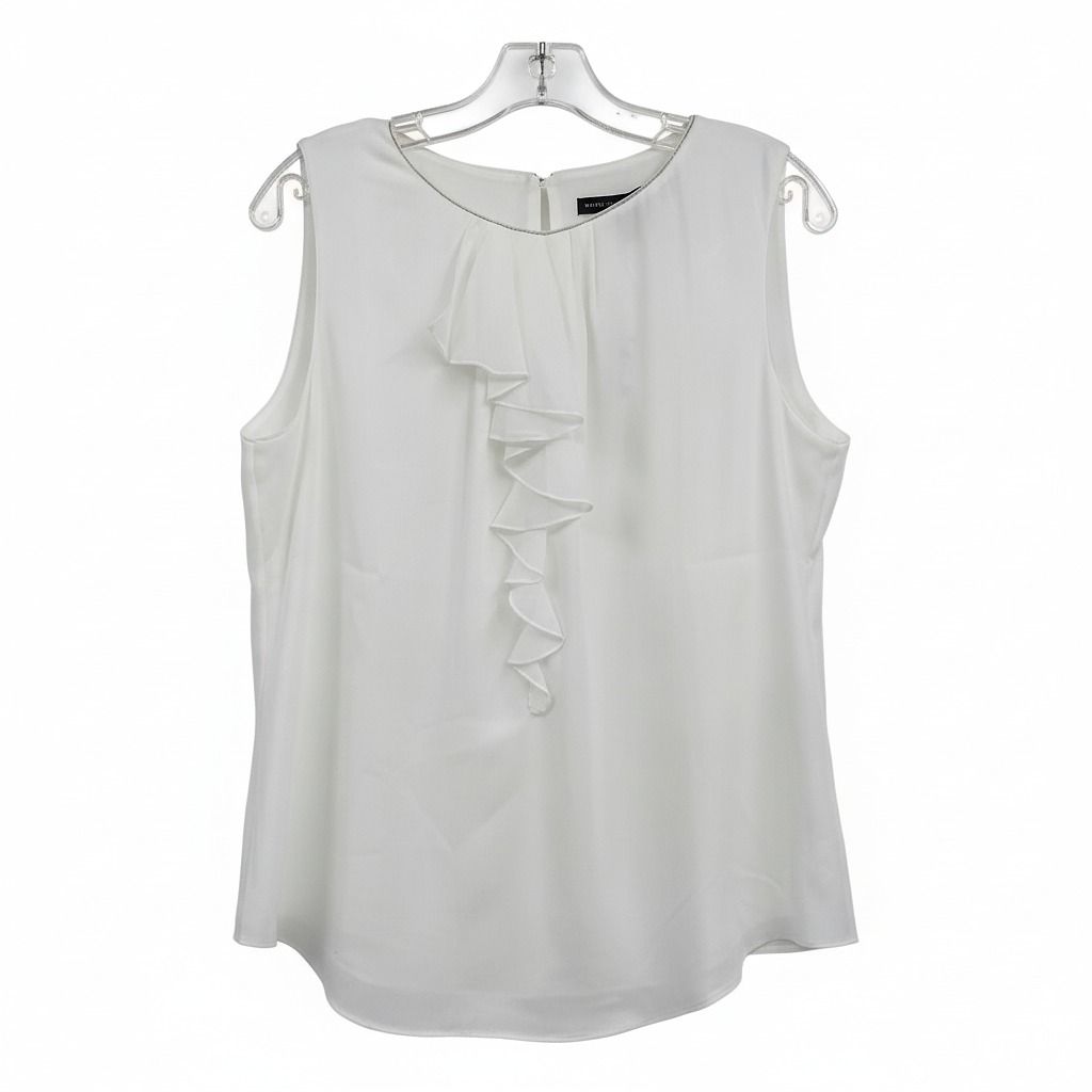 White House Black Market White Ruffle Tank Top Blouse