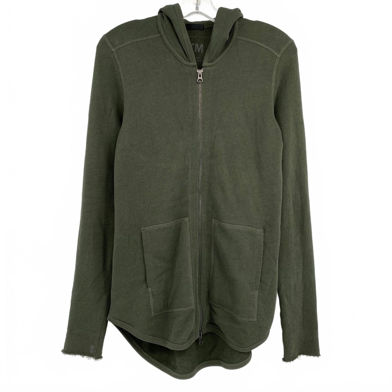 ATM Anthony Thomas Melillo Green Knit Zip-Up Sweatshirt