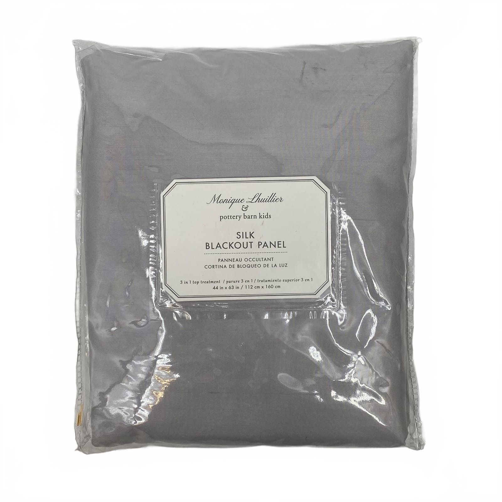 Monique Lhuillier & Pottery Barn Gray Silk Blackout Curtain Panel