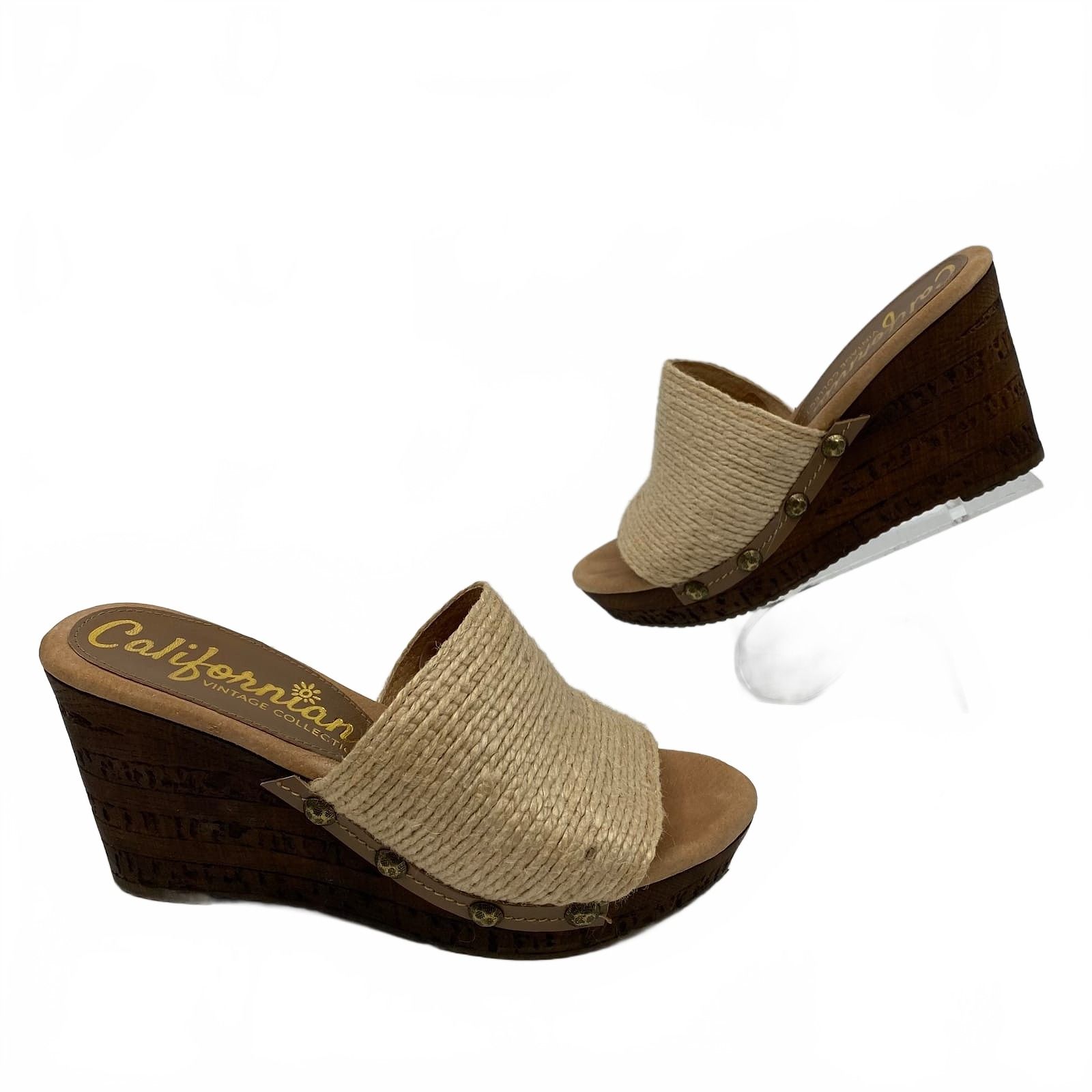Californians Beige Beaded Mule Wedge