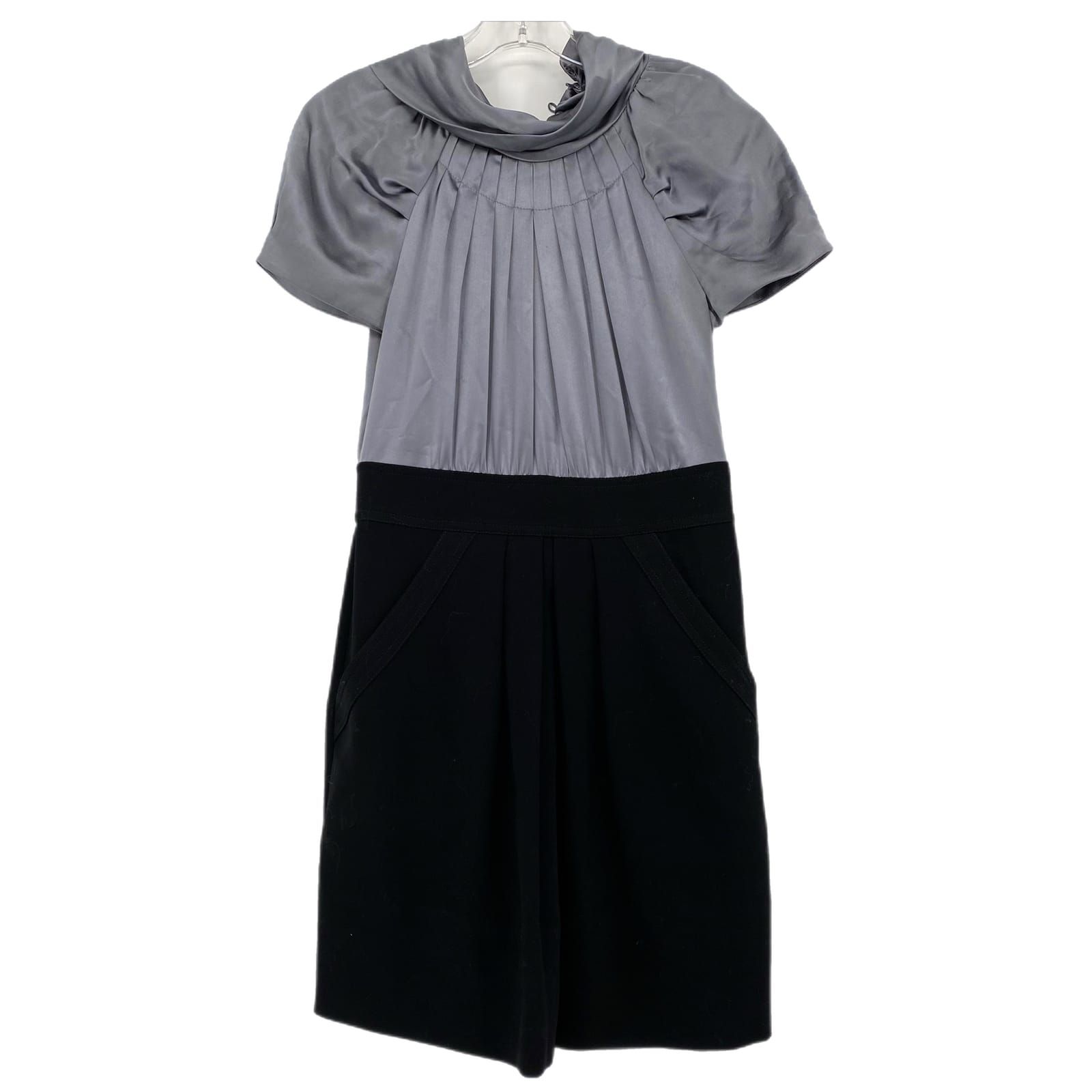 BCBGMaxAzria Silver & Black High Neck Midi Dress