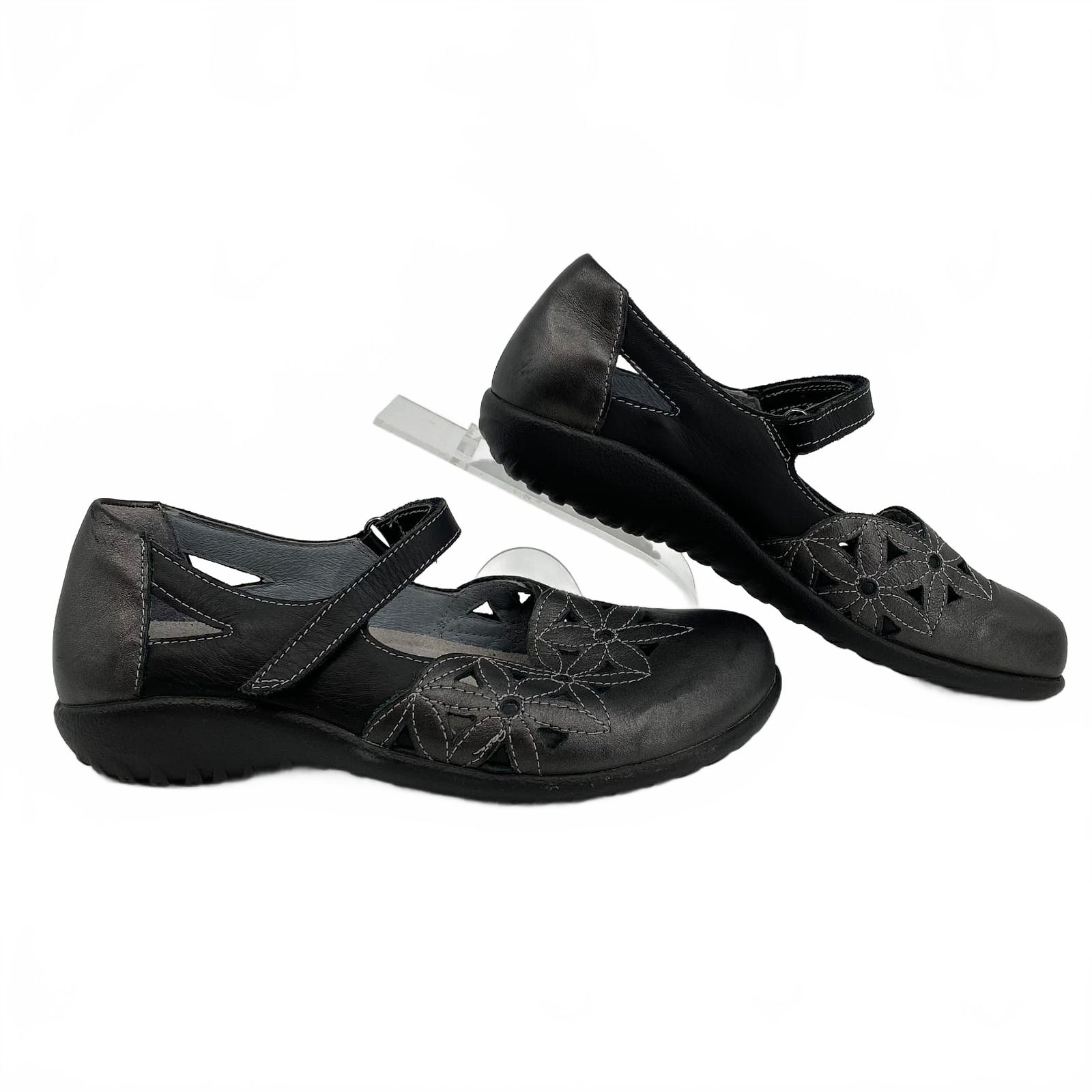 Naot Silver Flower Laser Cut Flats
