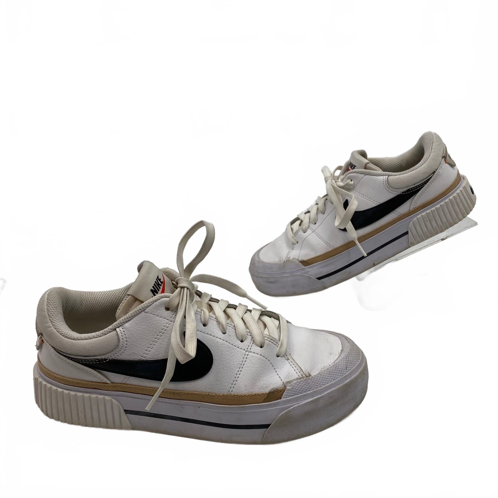 Nike White/Black Court Legacy Platform Sneakers