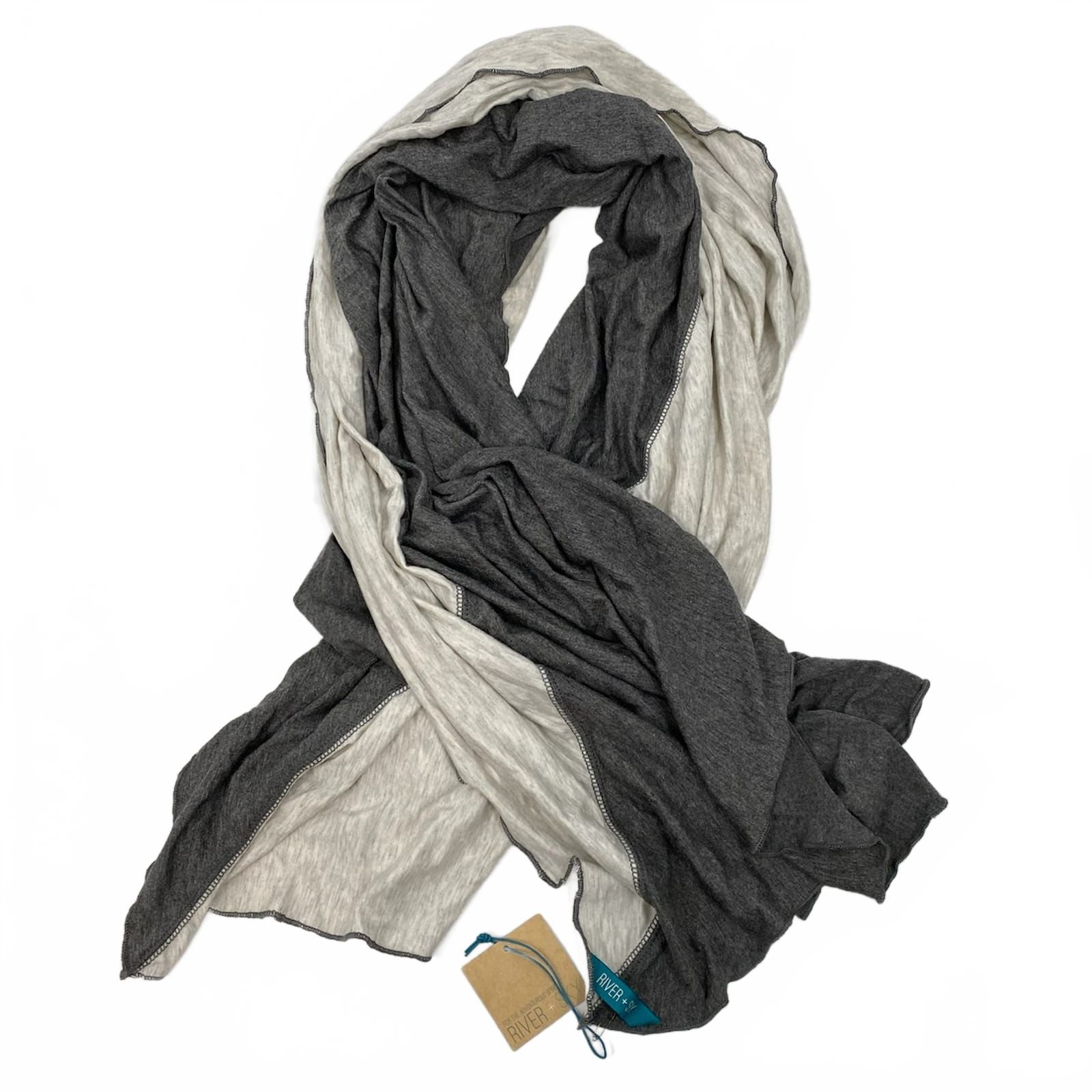 River + Sky Gray Diagonal Seam Scarf