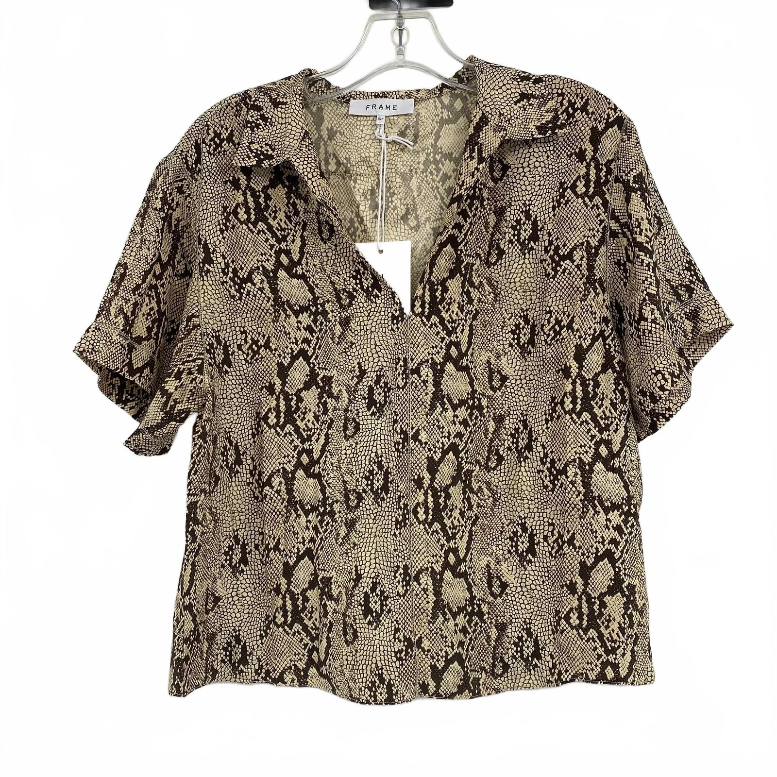 Frame Brown Silk Animal Print Blouse