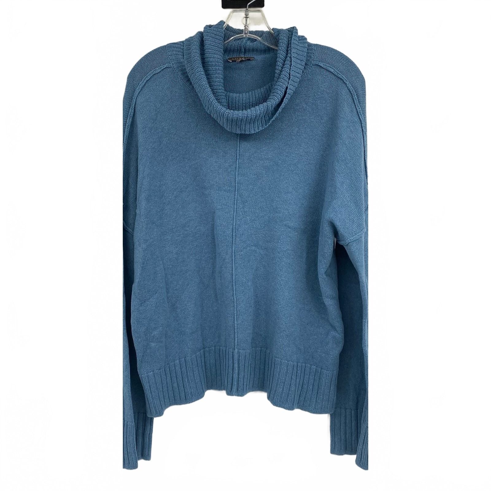 Lilla P Blue Sweater Cowl Neck Pullover