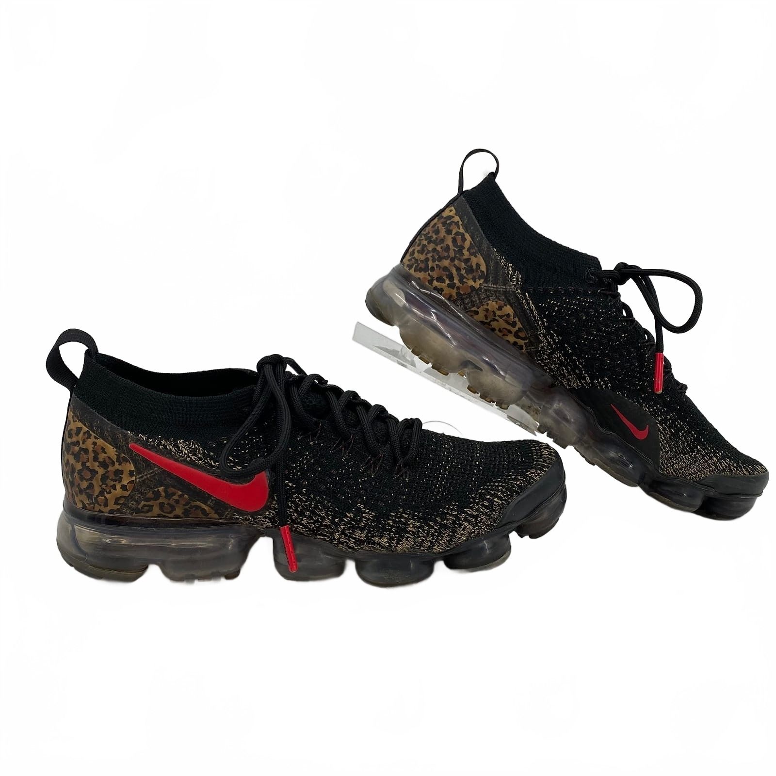 Nike Black Brown Leopard Print Air VaporMax Flyknit 2 Sneakers
