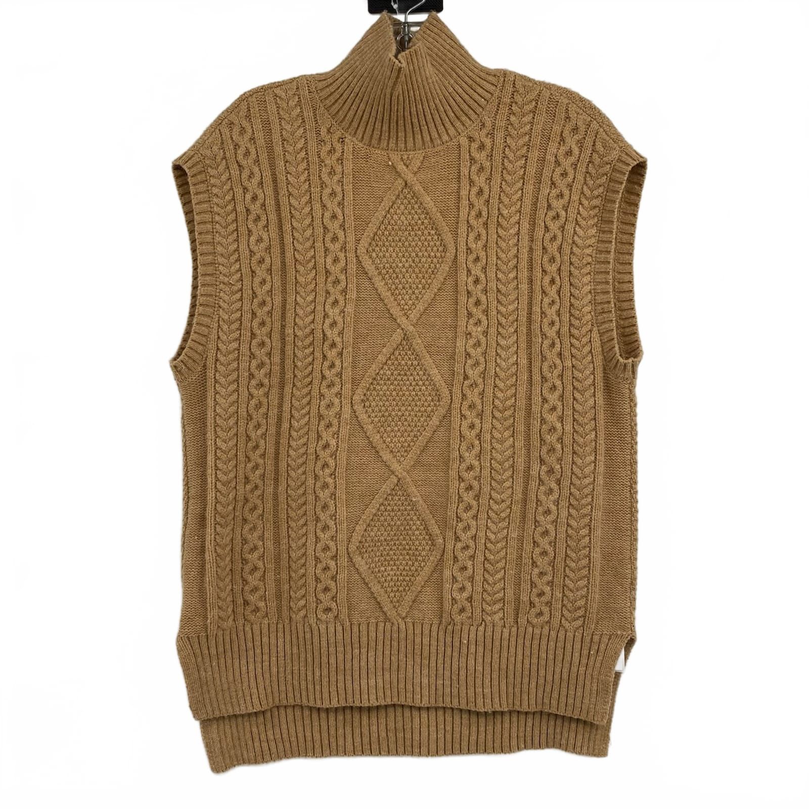 Vero Moda Tan Cable Knit Mock Neck Sweater Vest