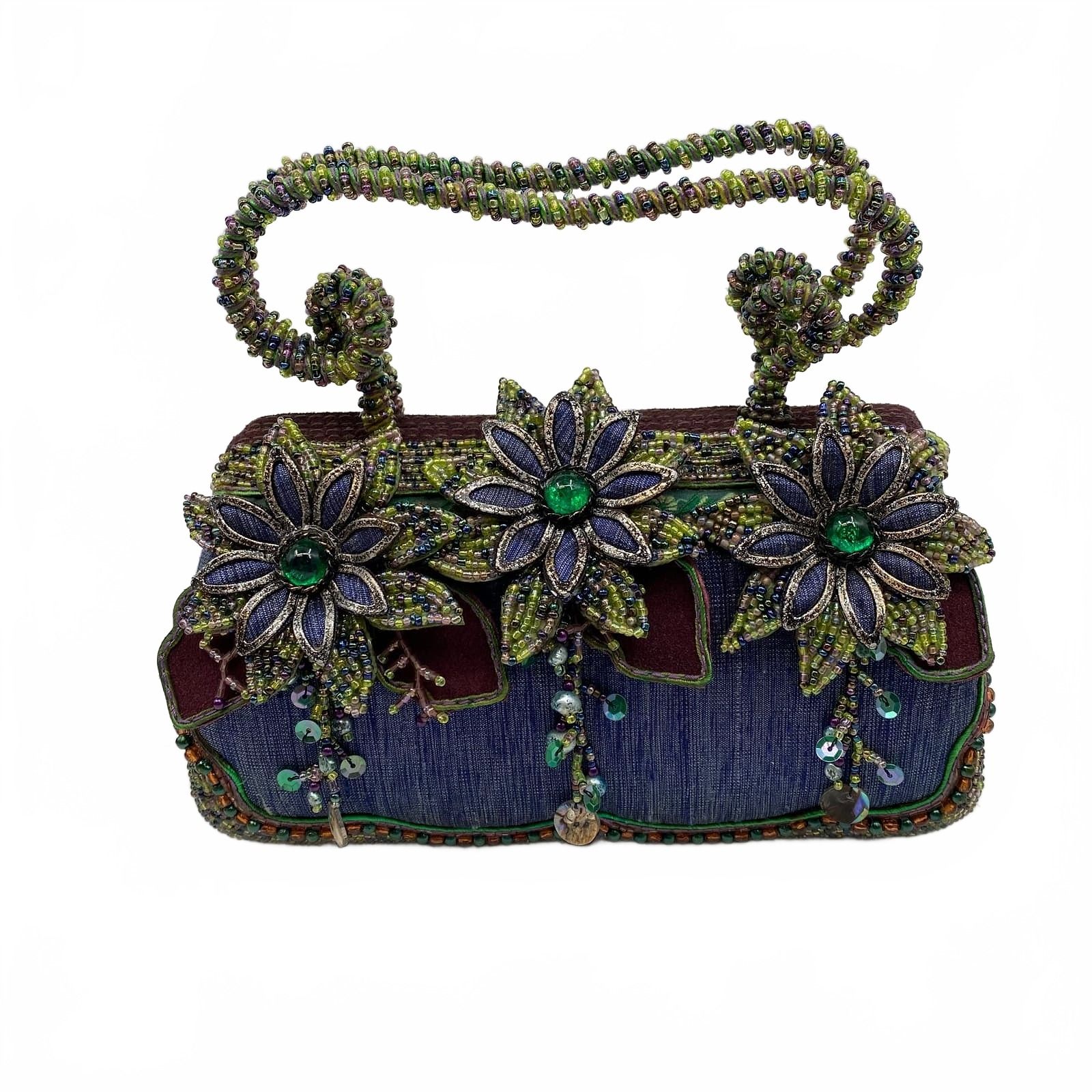 Mary Frances Beaded Flower Bag Blue