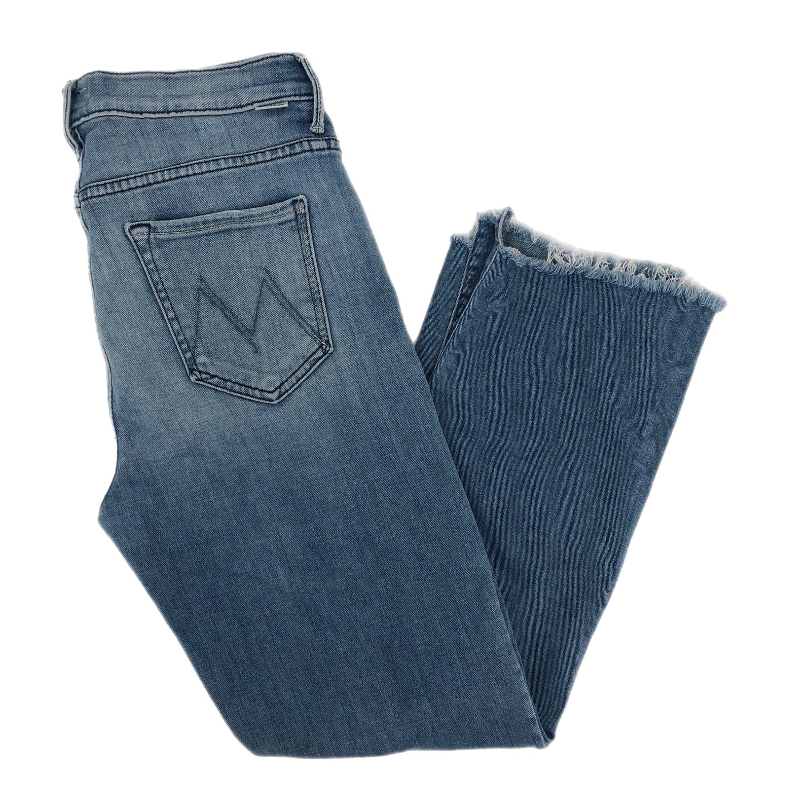 MOTHER Blue Distressed Slim Fit Ankle Jeans