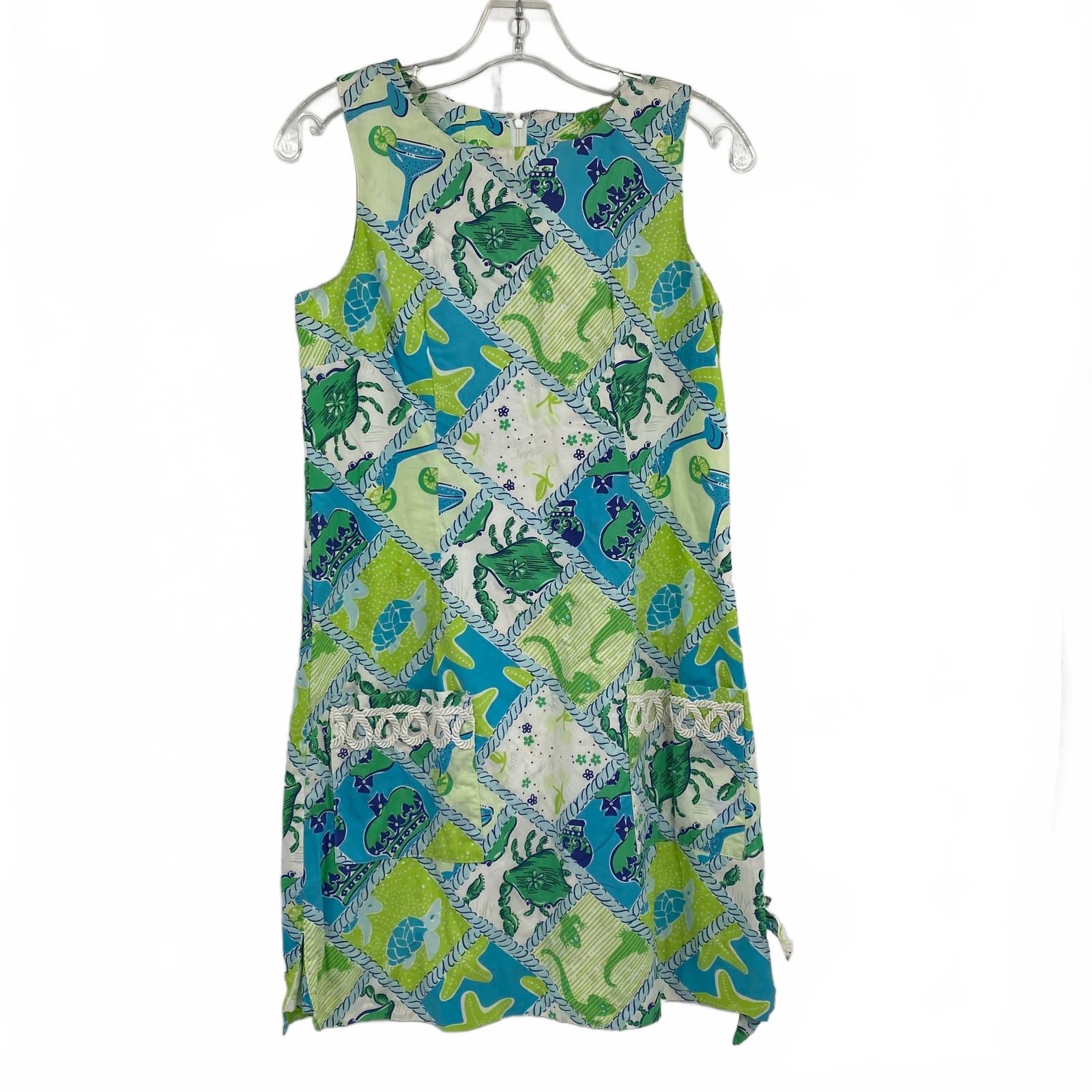 Lilly Pulitzer Mini Dress Blue Green Cotton 6