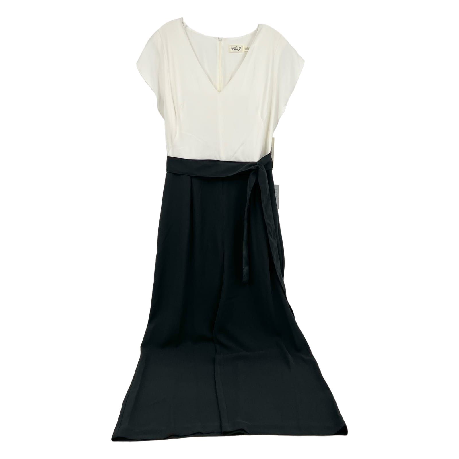Eliza J White and Black Belted Jumpsuit