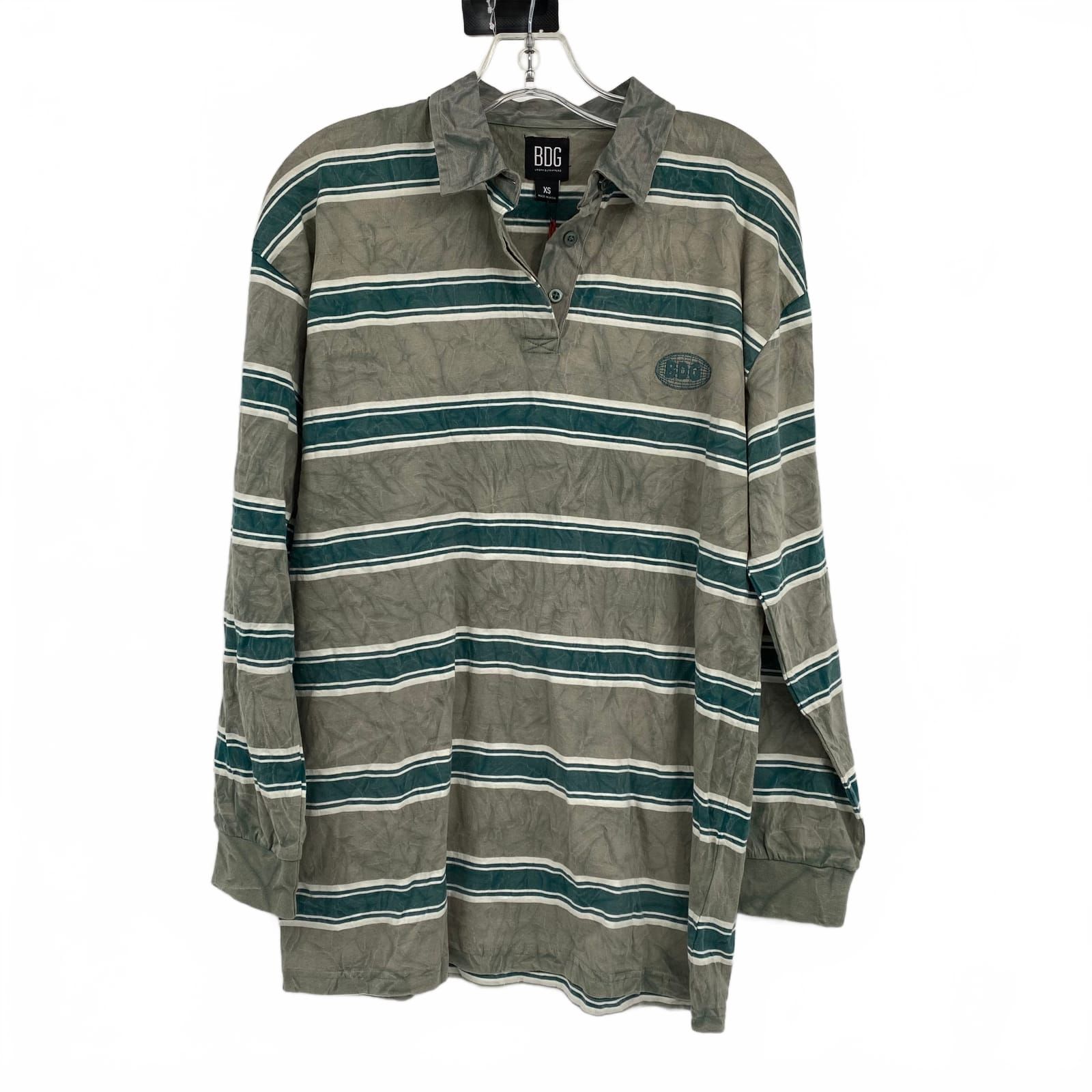 BDG Green Striped Polo Shirt for Men