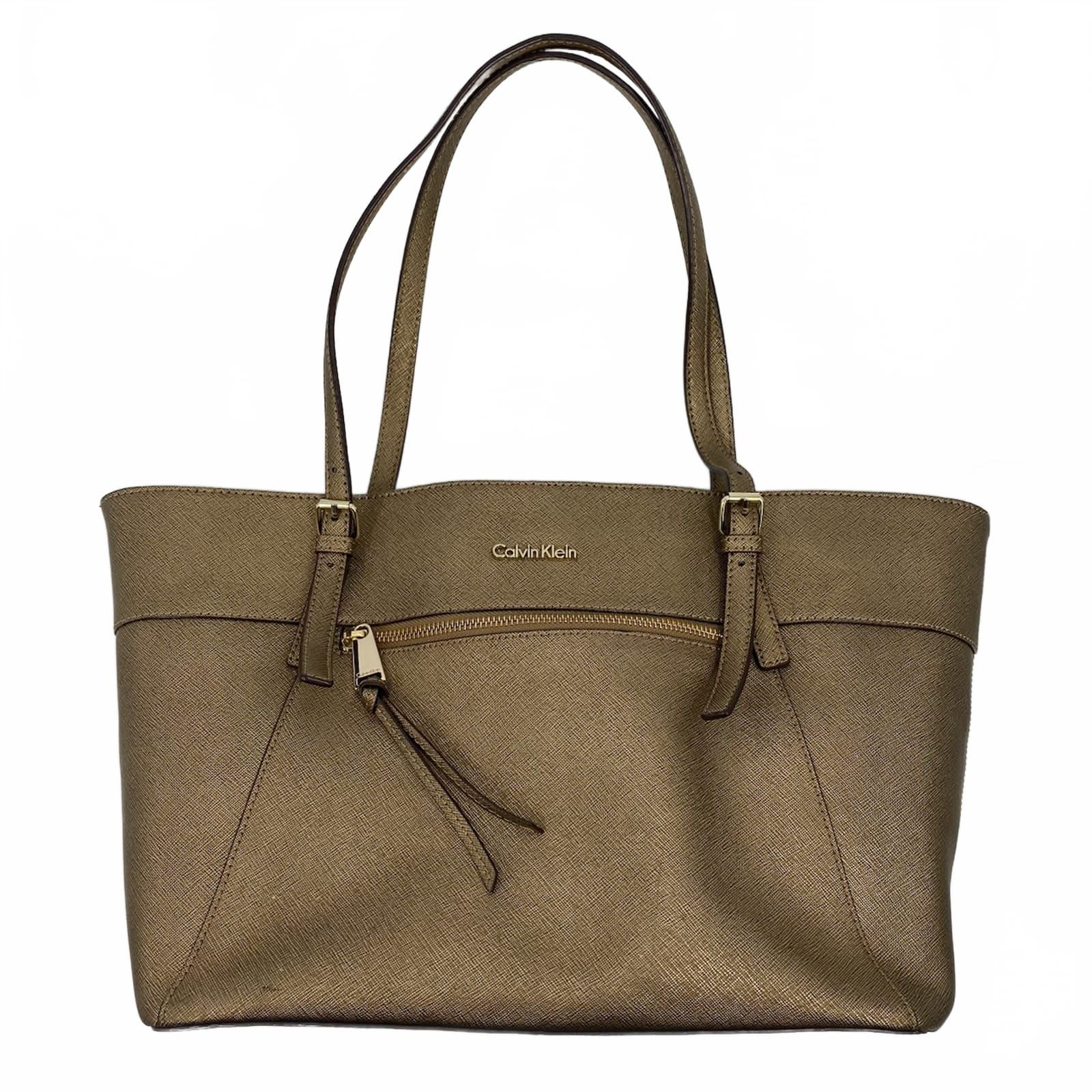 Calvin Klein Gold Leather Shoulder Bag