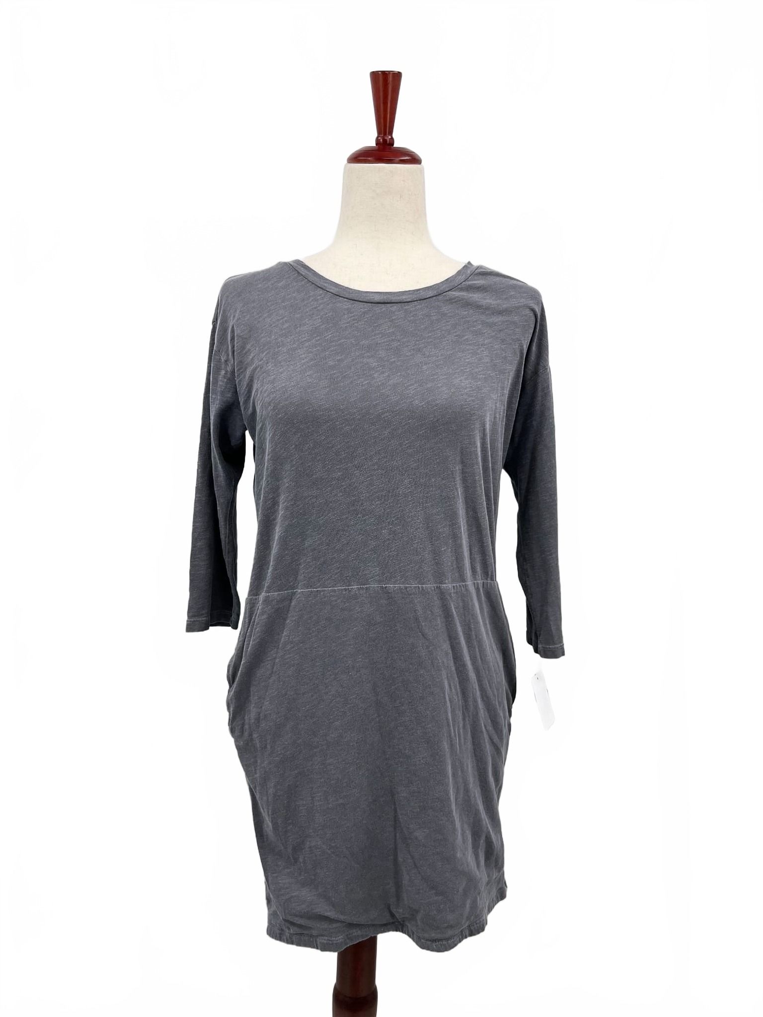 Sundry Gray Cotton Spandex Midi T‑Shirt Dress