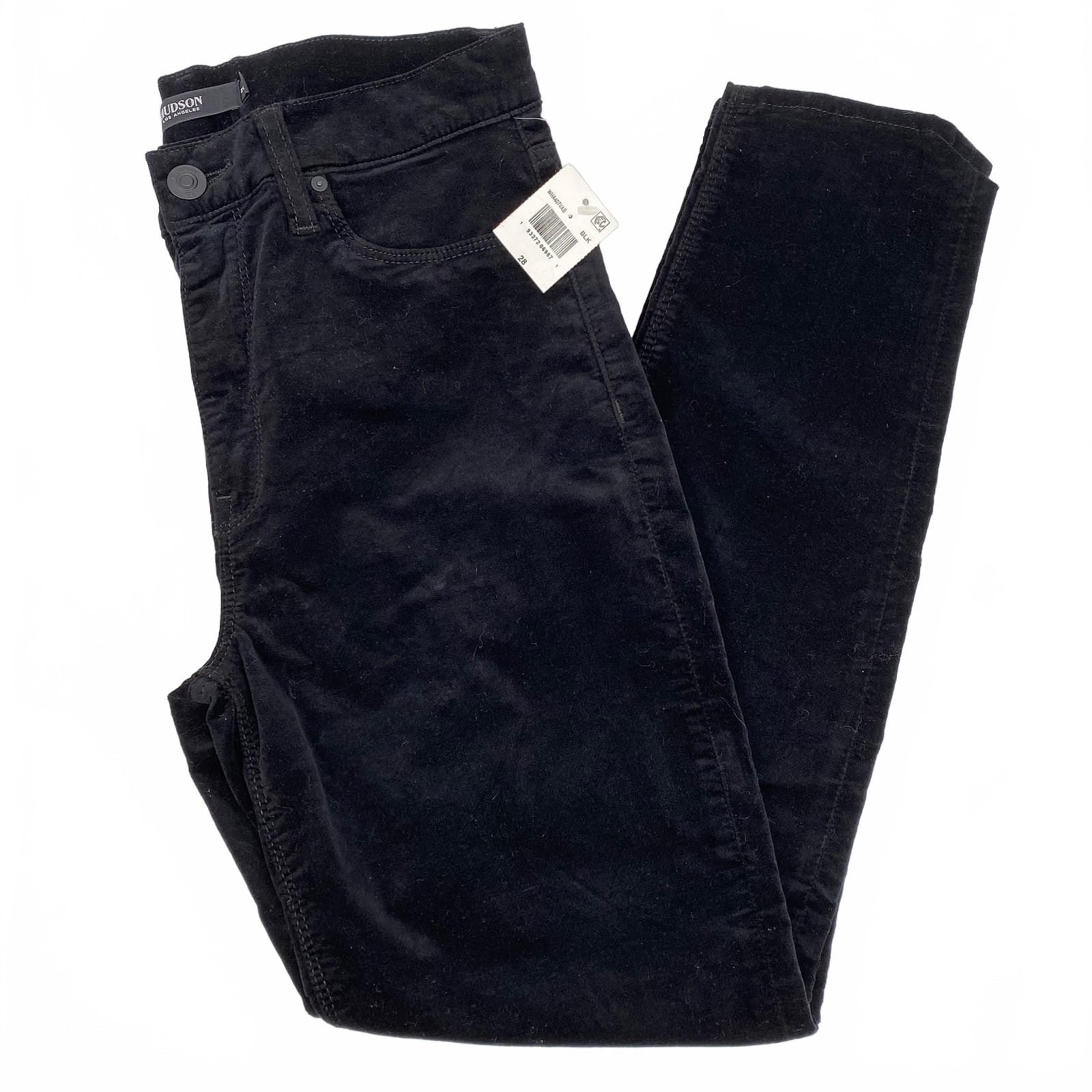 Hudson Jeans Black Velvet Barbara Super Skinny Pants