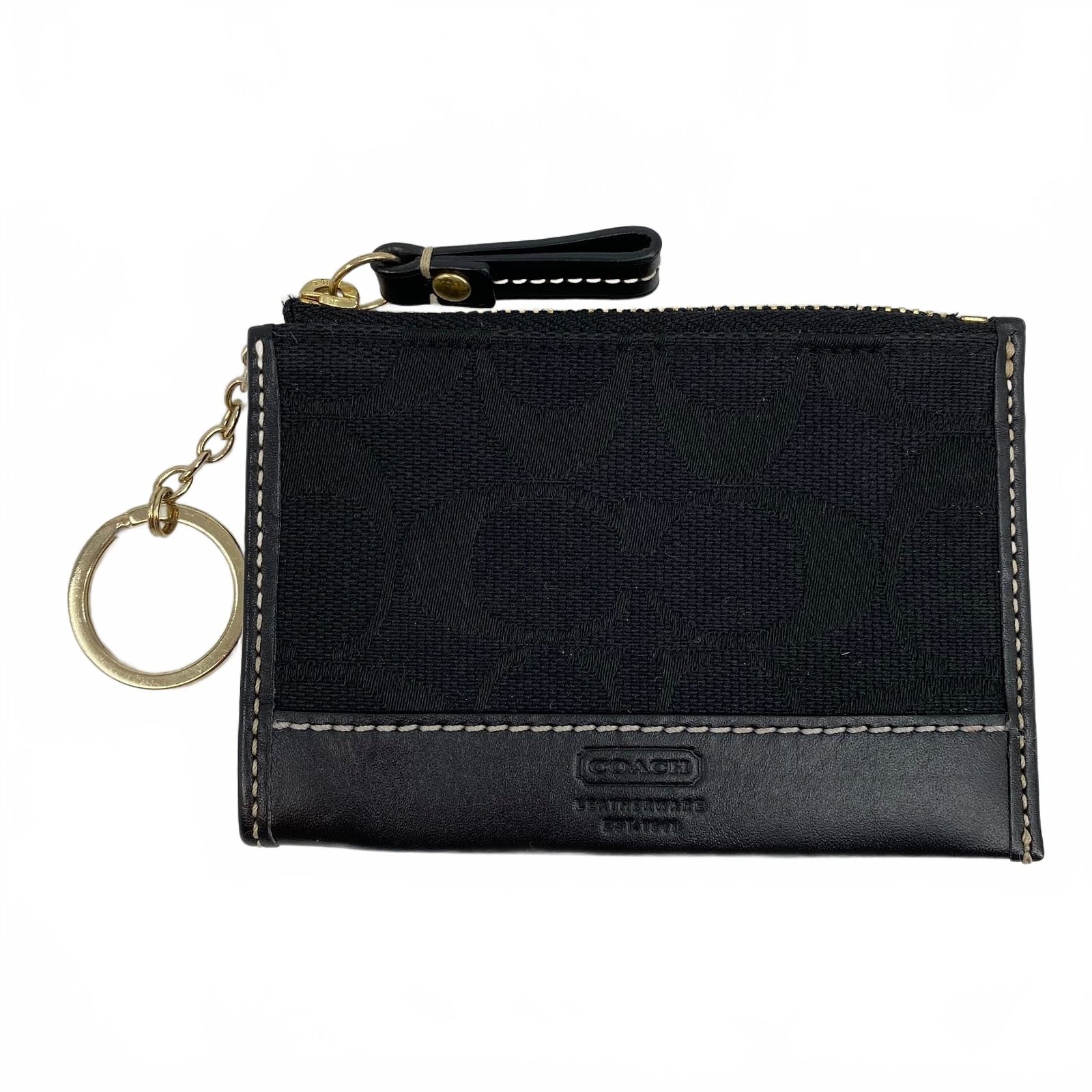 Coach Black Wallet Monogram Keychain