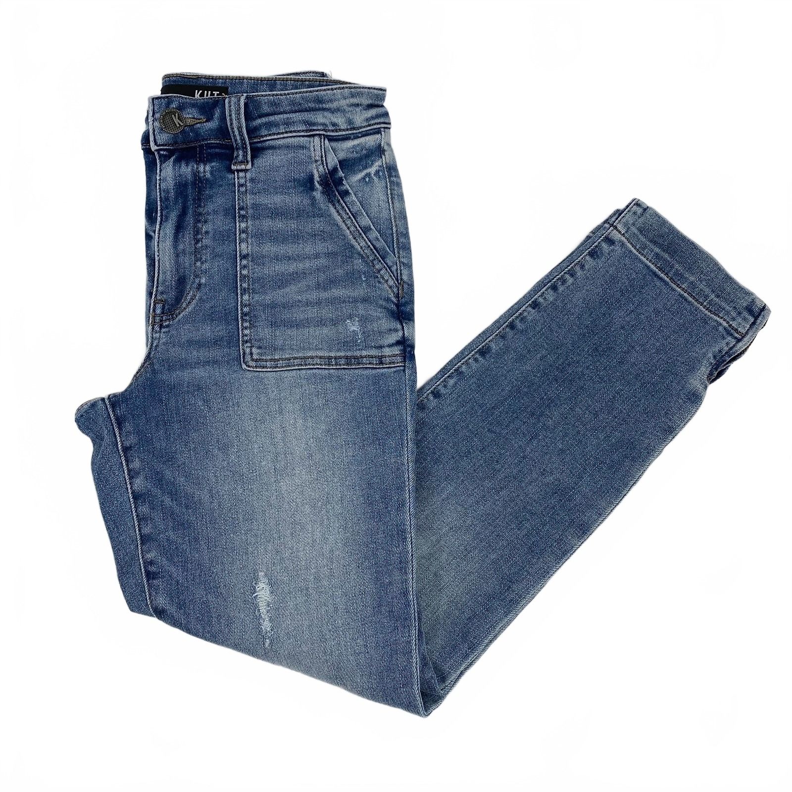 Kut from the Kloth Blue Straight Leg Jeans Reese high rise ankle