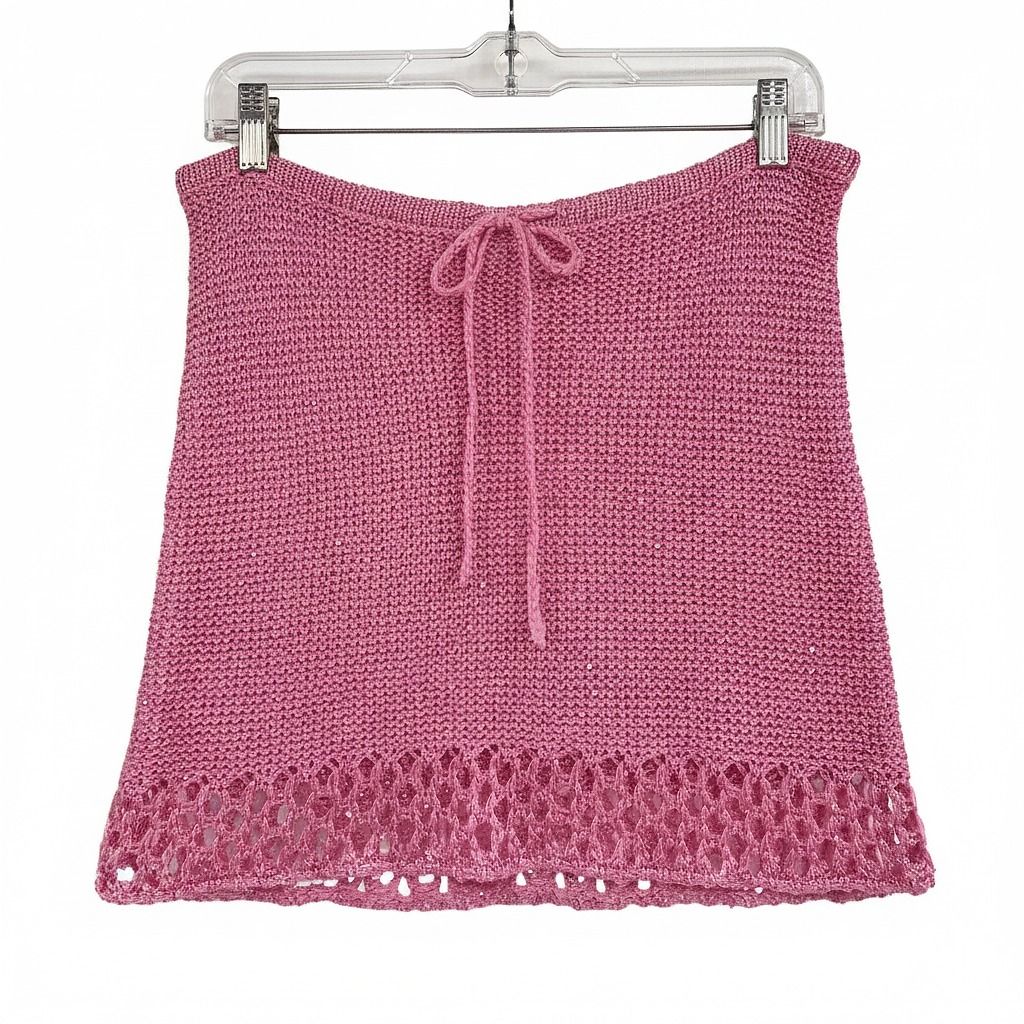 Outcast Pink Knit Sequin Mini Skirt