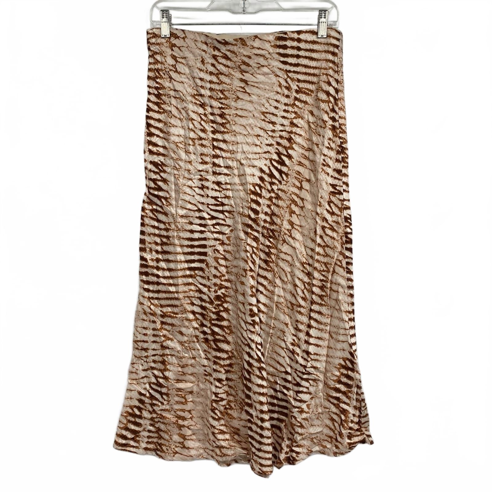 Rails Beige Brown Animal Print Satin Midi Skirt