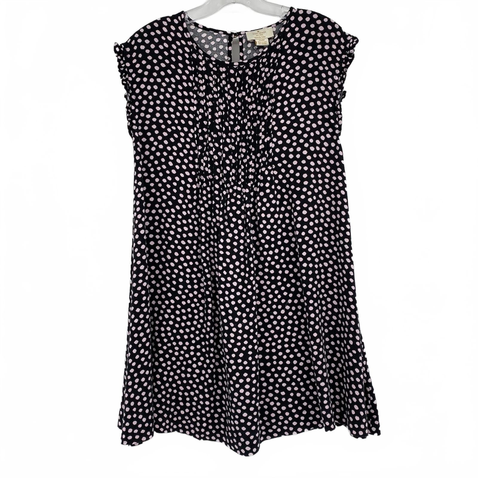 Kate Spade Black Pink Spotted Pleated Mini Dress