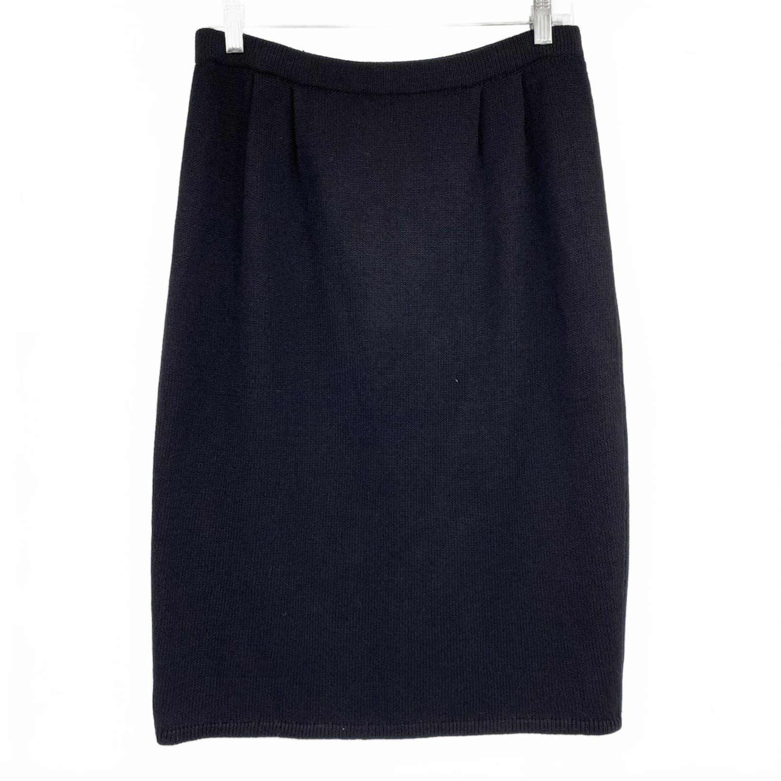 St. John Black Knit Midi Pencil Skirt