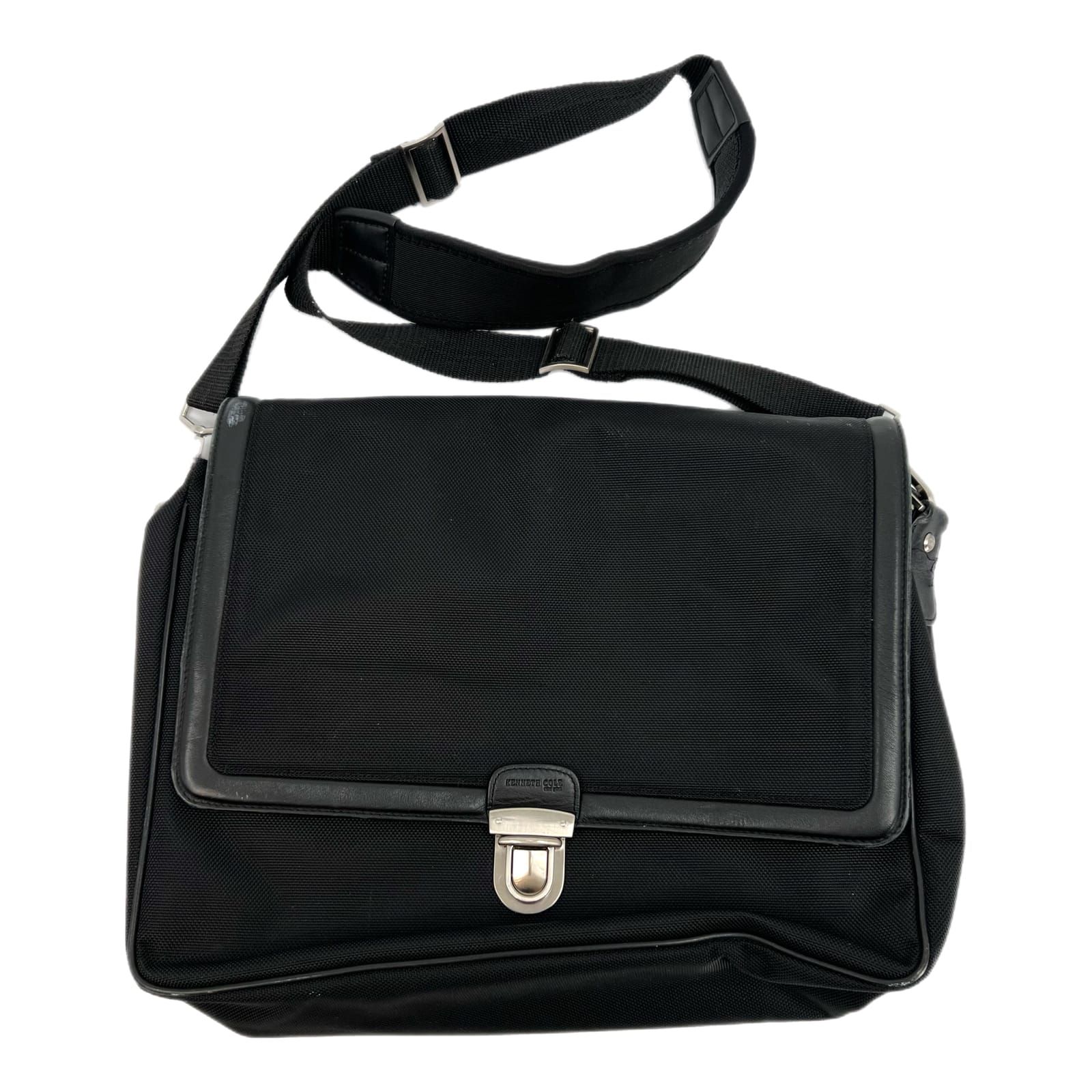 Kenneth Cole Black Adjustable Messenger Laptop Bag