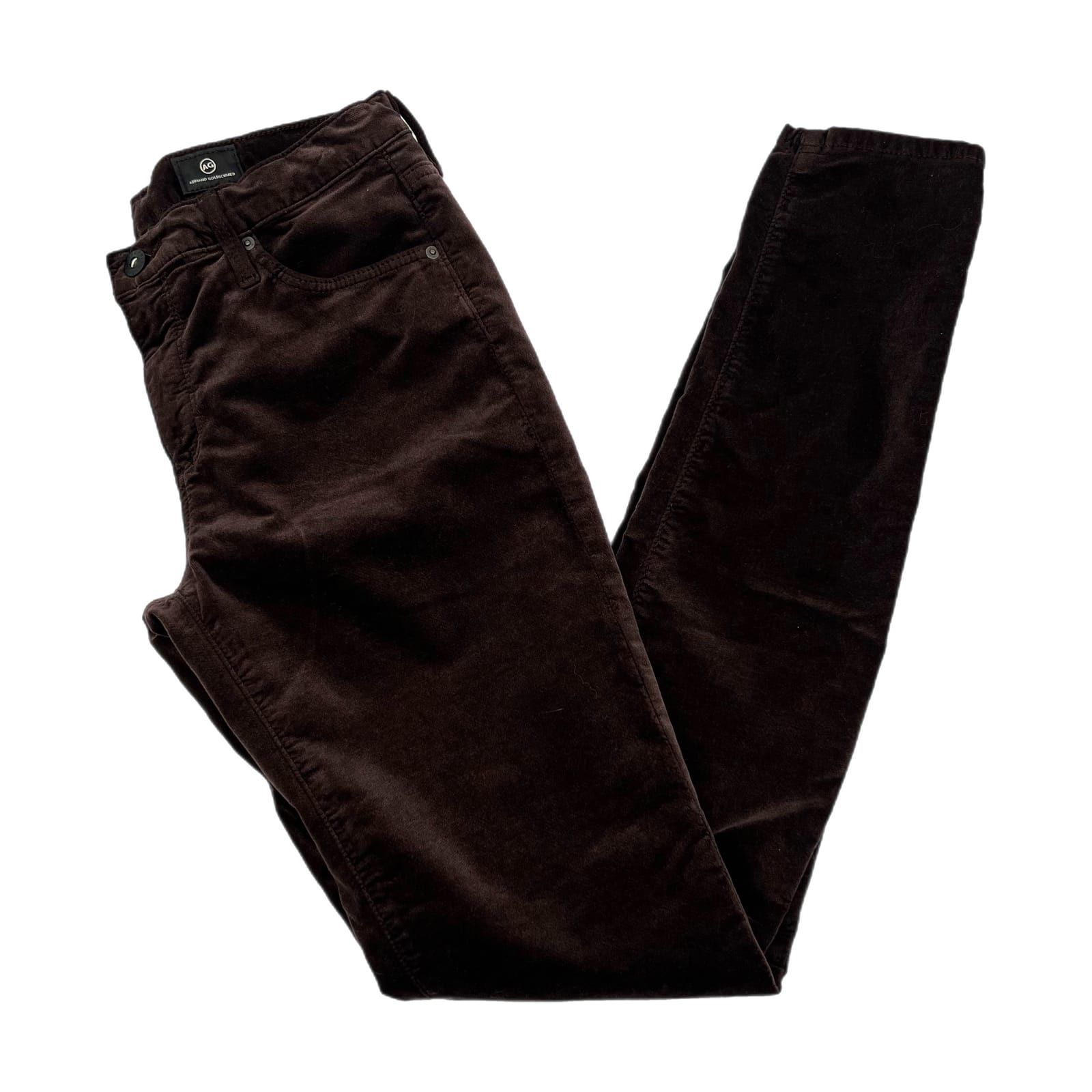 Ag Adriano Goldschmied Brown Velour Skinny Pants