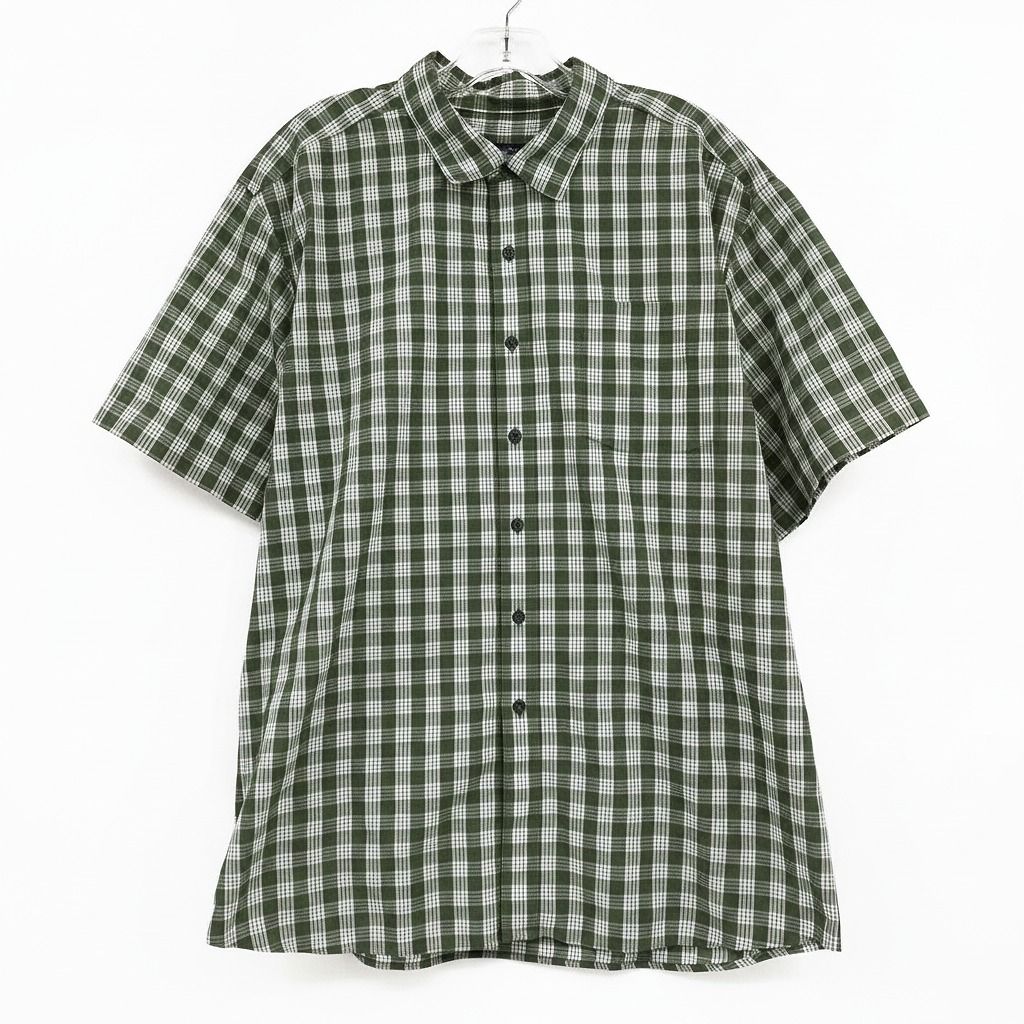 Patagonia Green White Plaid Short Sleeve Button Down