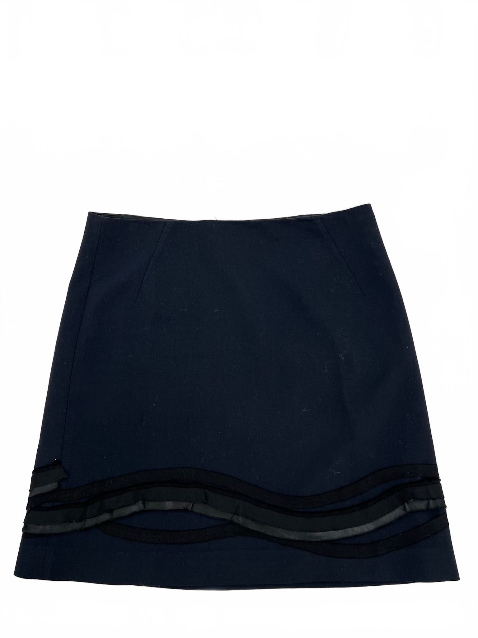 Tahari Borage Black A-Line With Ribbon Ruffle Trim