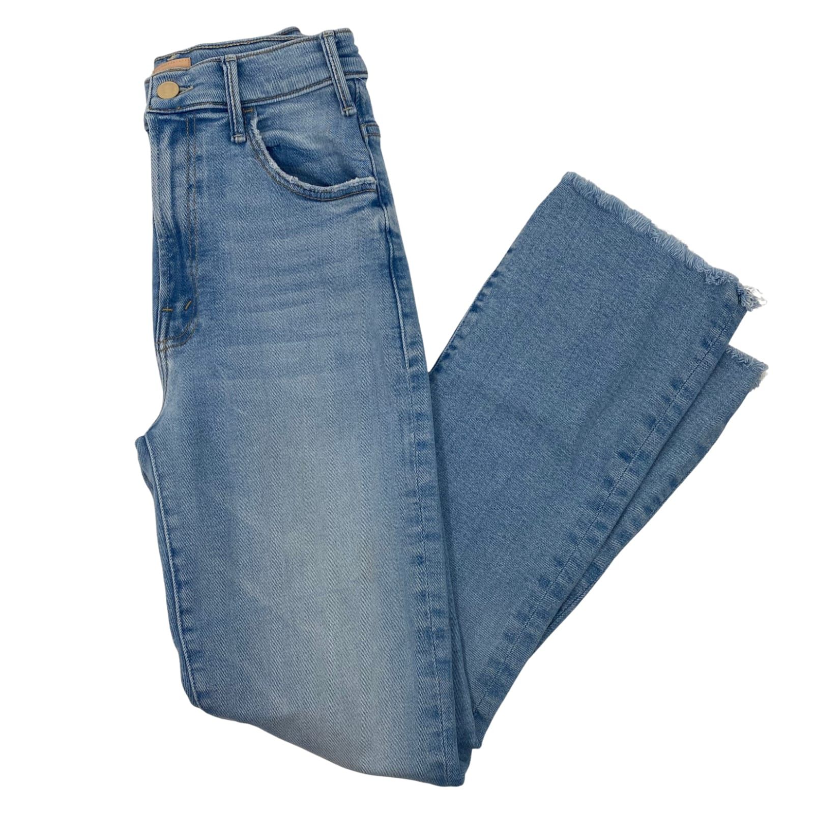 MOTHER Blue High Rise Straight Leg Jeans