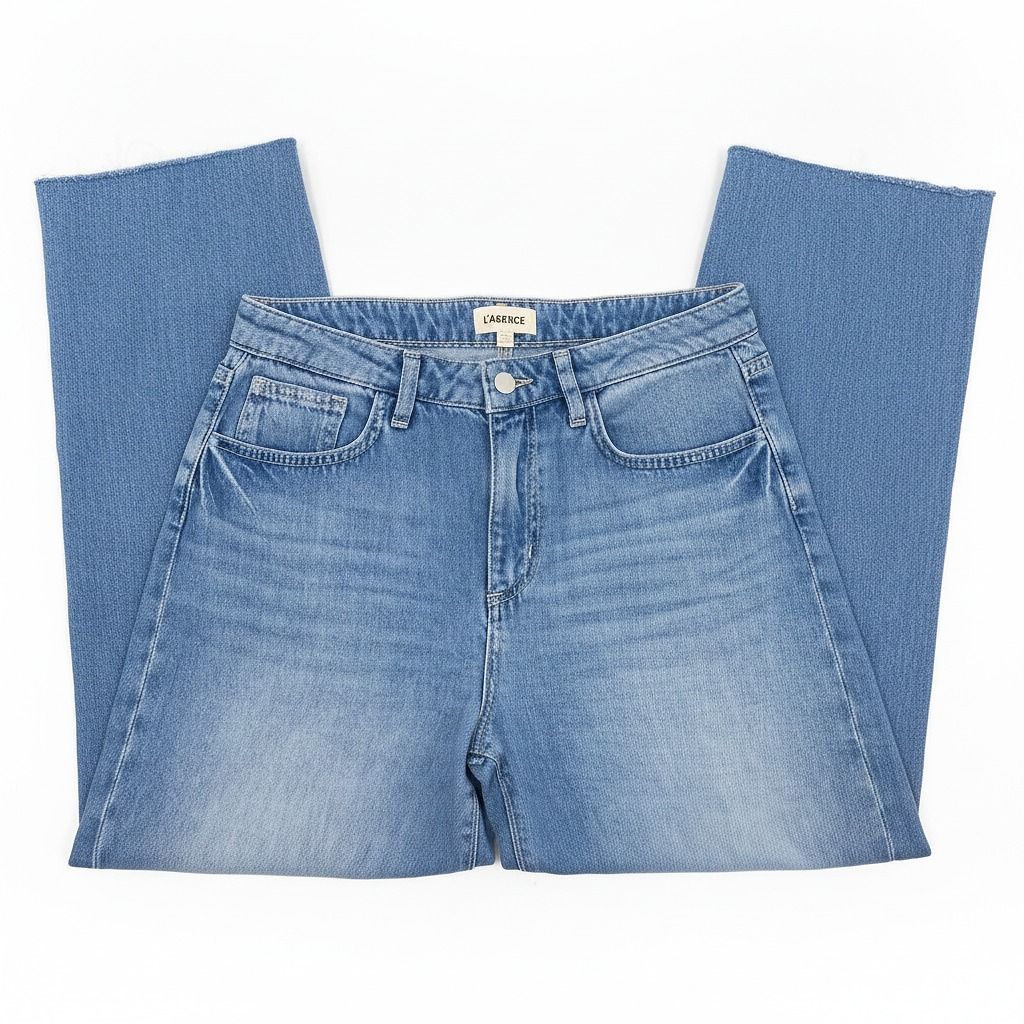 L’AGENCE Light Wash Blue High Rise Wide-Leg Jeans