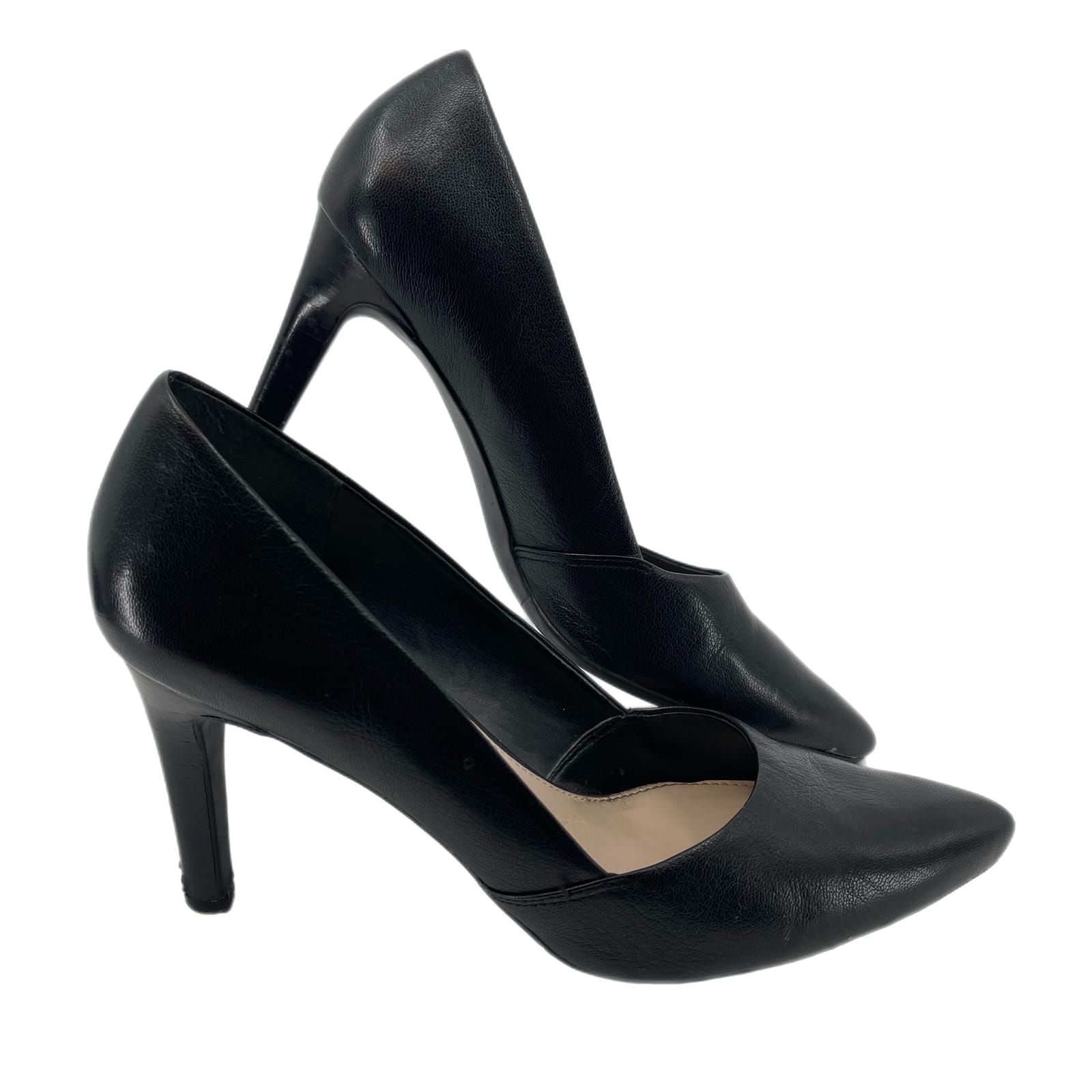 Franco Sarto Black Leather Stiletto Heels