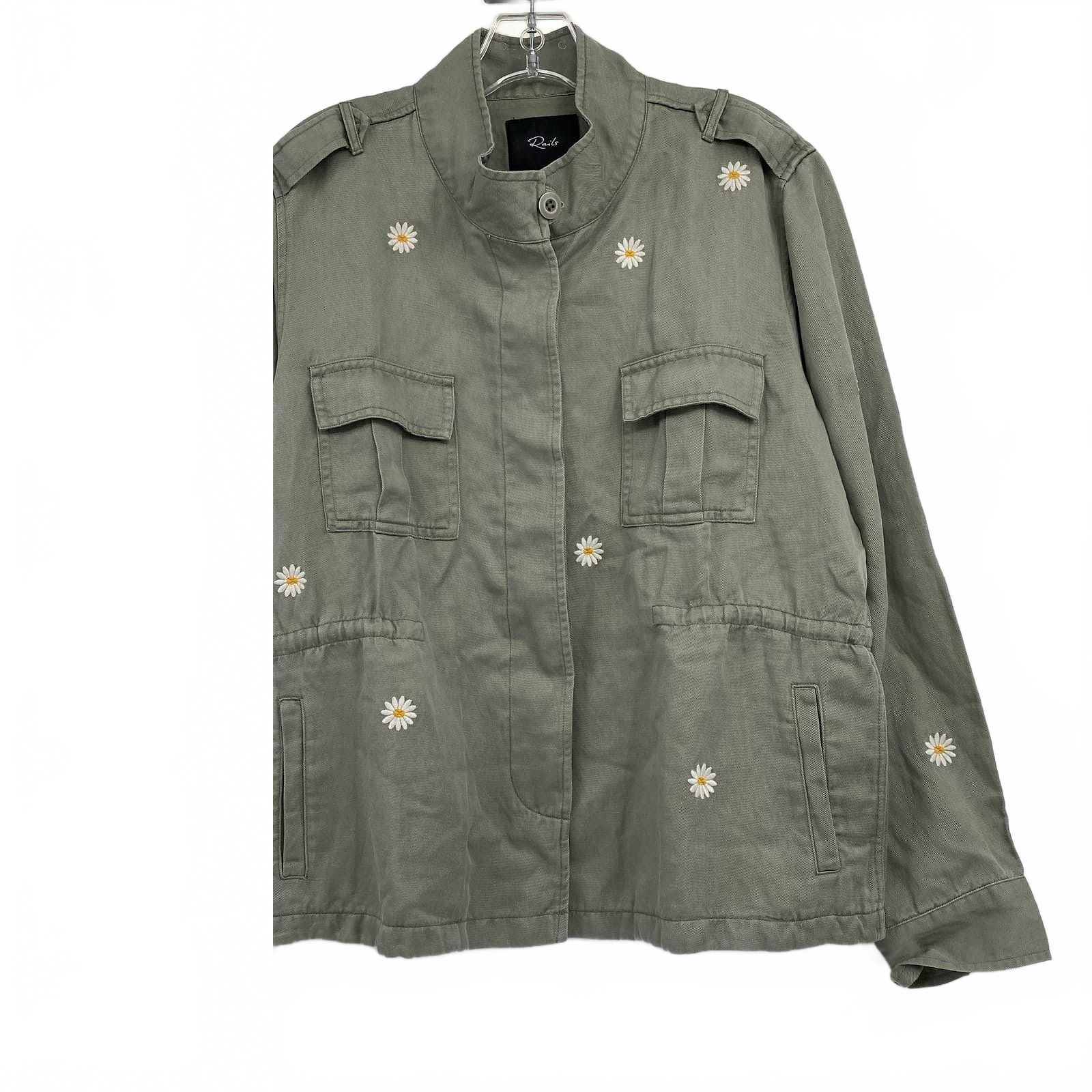 Rails Green Daisy Embroidered Sahara Jacket