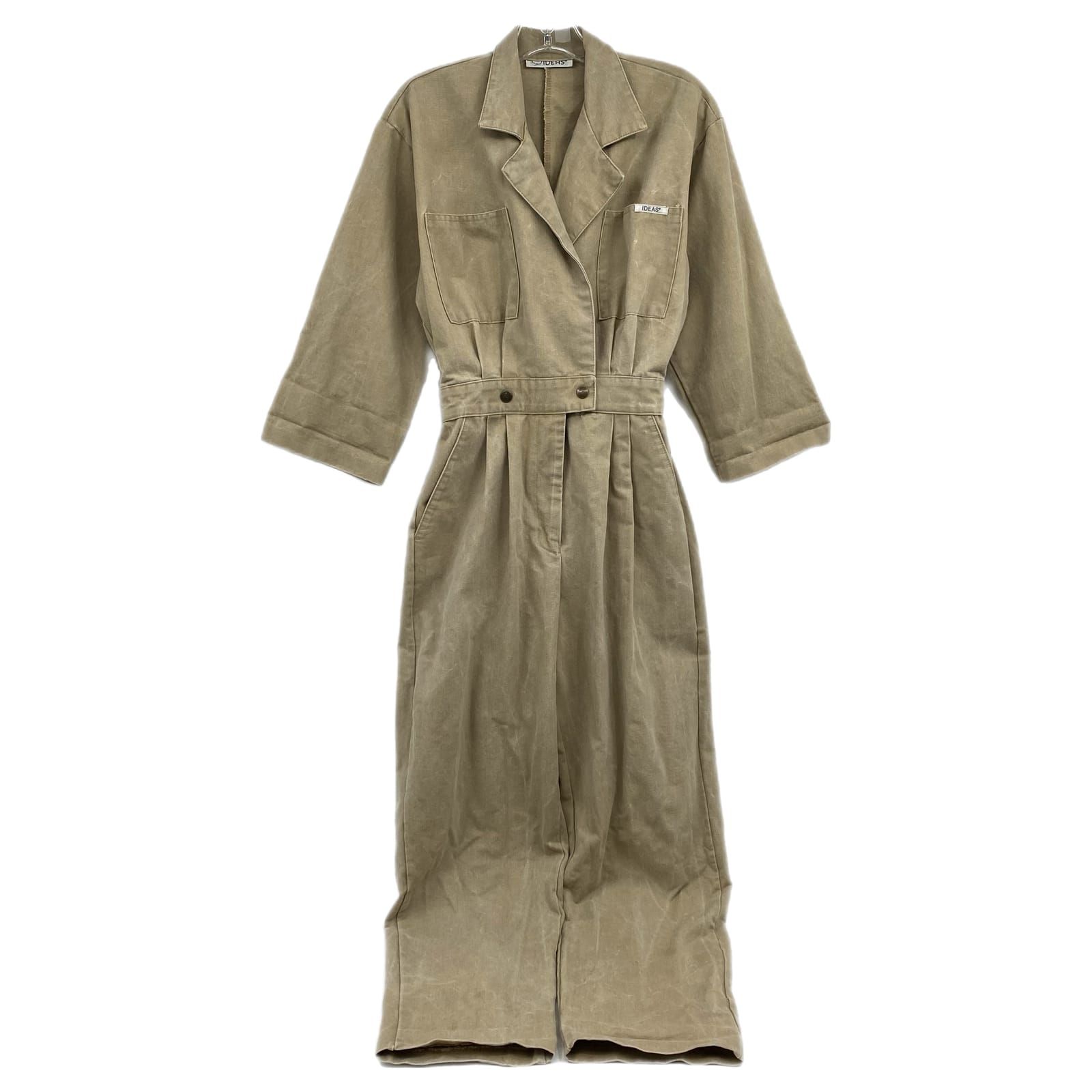 IDEAS Beige Cotton High-Rise Coveralls